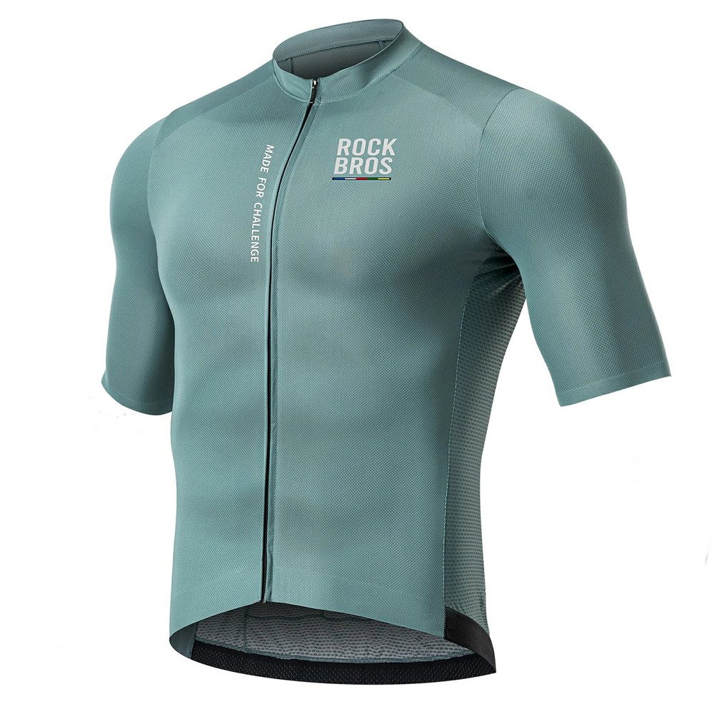 ROCKBROS Radtrikot Fahrradtrikot Rennradtrikot Kurzarmtrikot (Spar-Set, 1-tlg., 62 cm lang atmungsaktiv) 3 Rückentaschen, Mesh, reflektierend, YKK-Zipper