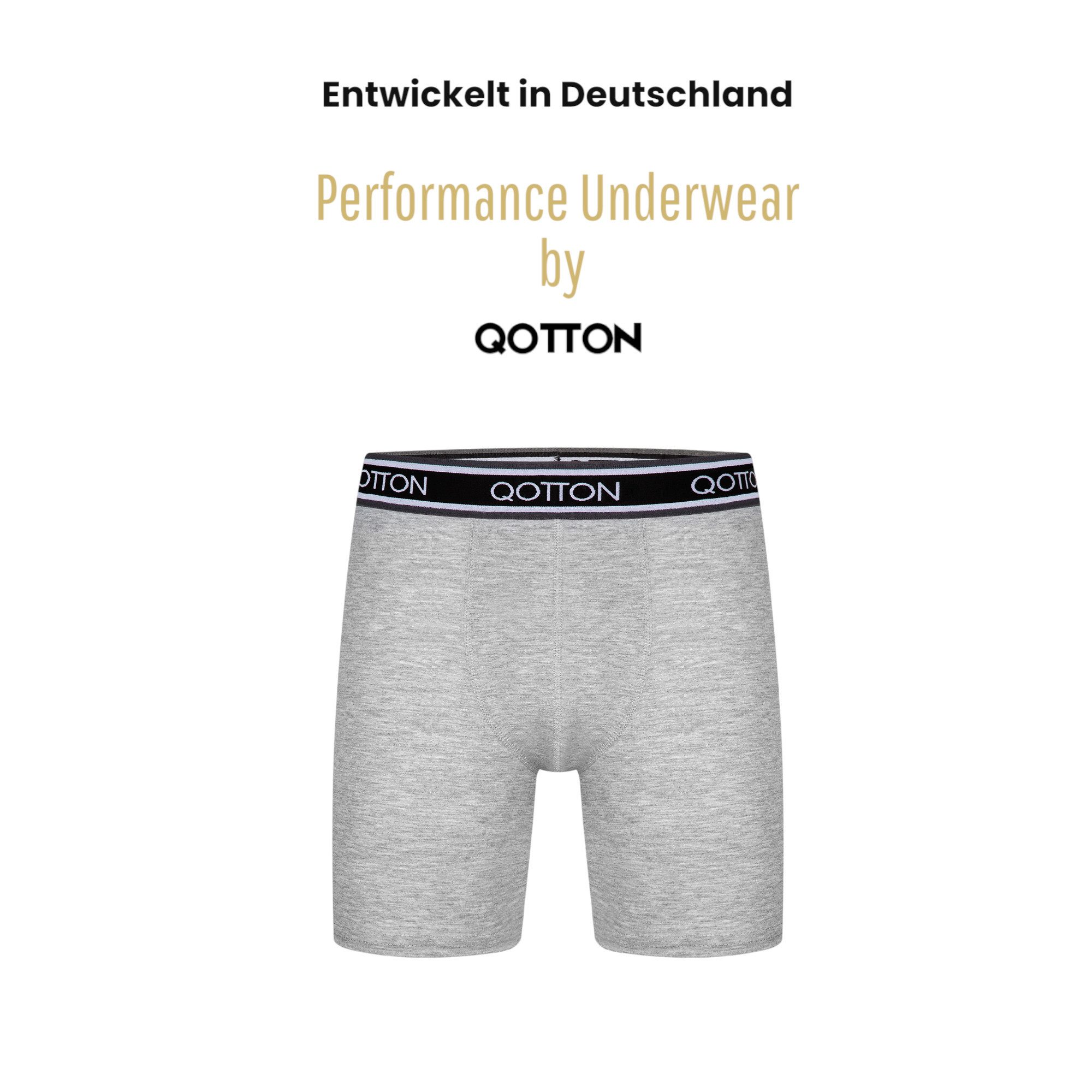 Boxershorts Lange Boxershorts im 3er Pack – Lange Unterhosen aus Baumwolle Grau