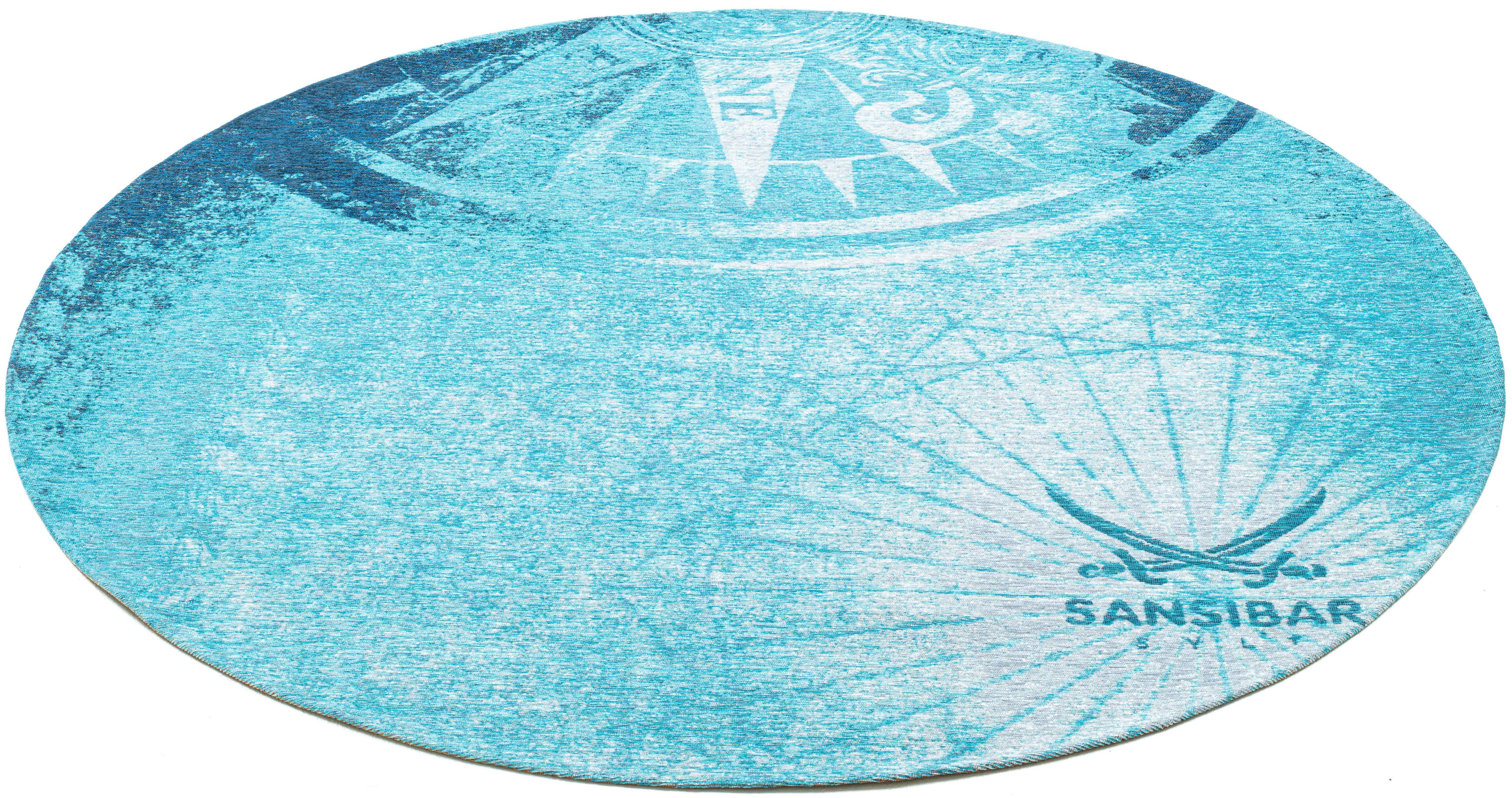 Teppich Keitum 011, Sansibar, rund, Höhe: 3 mm, Flachgewebe, modernes Design, Motiv Kompass