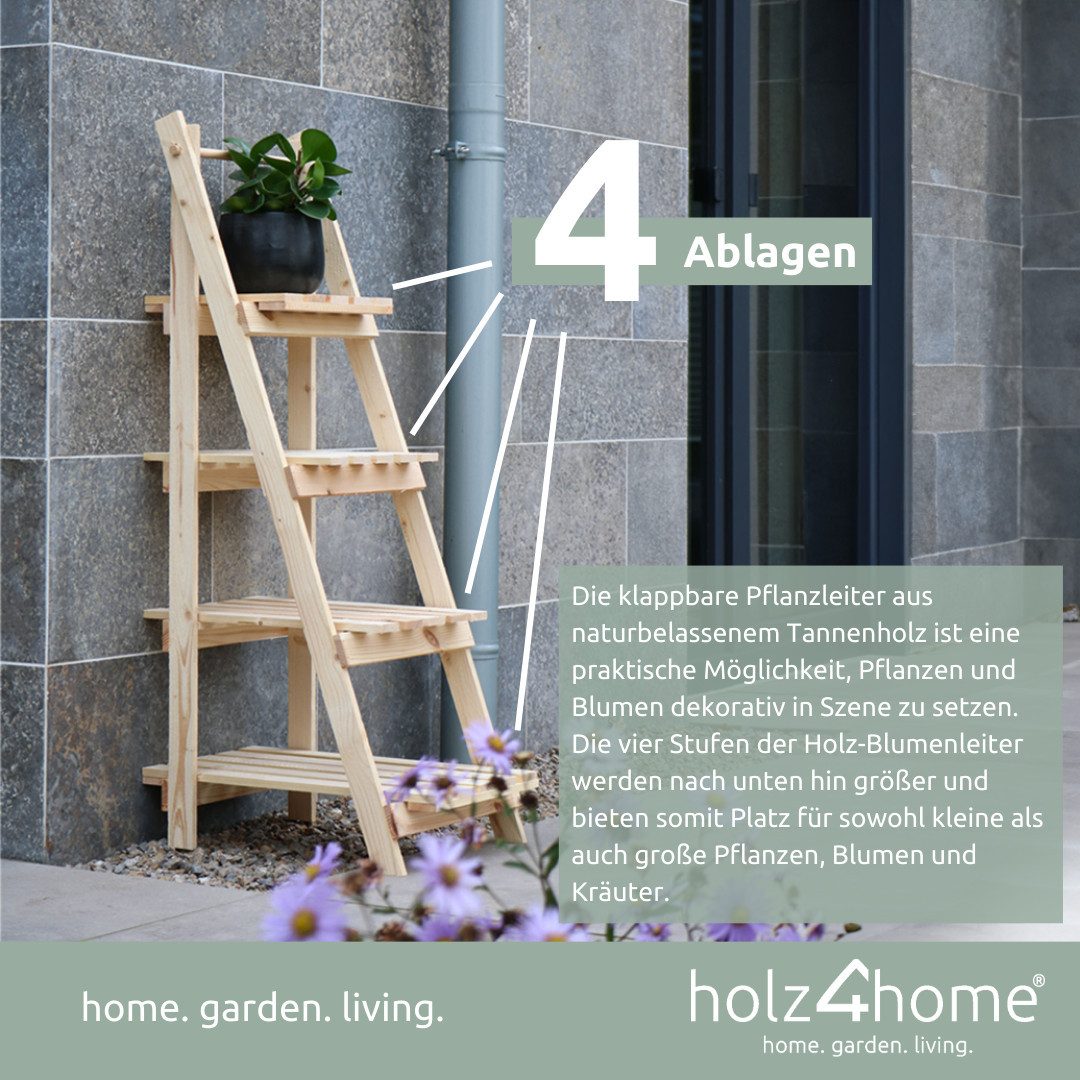 holz4home® Pflanzentreppe Pflanzleiter mit 4 Ablagen günstig online kaufen