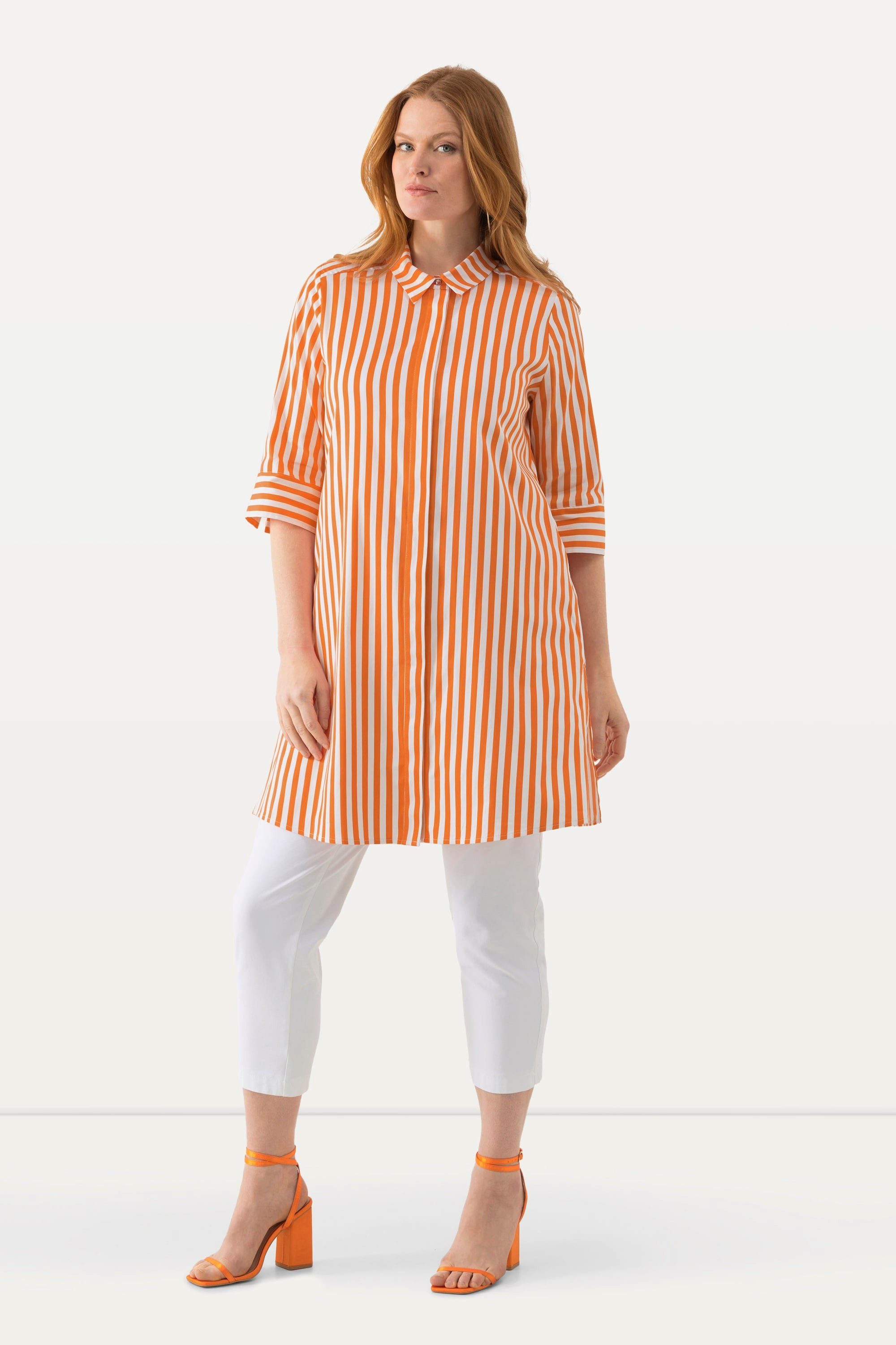 Ulla Popken Longbluse Longbluse Streifen A-Linie günstig online kaufen
