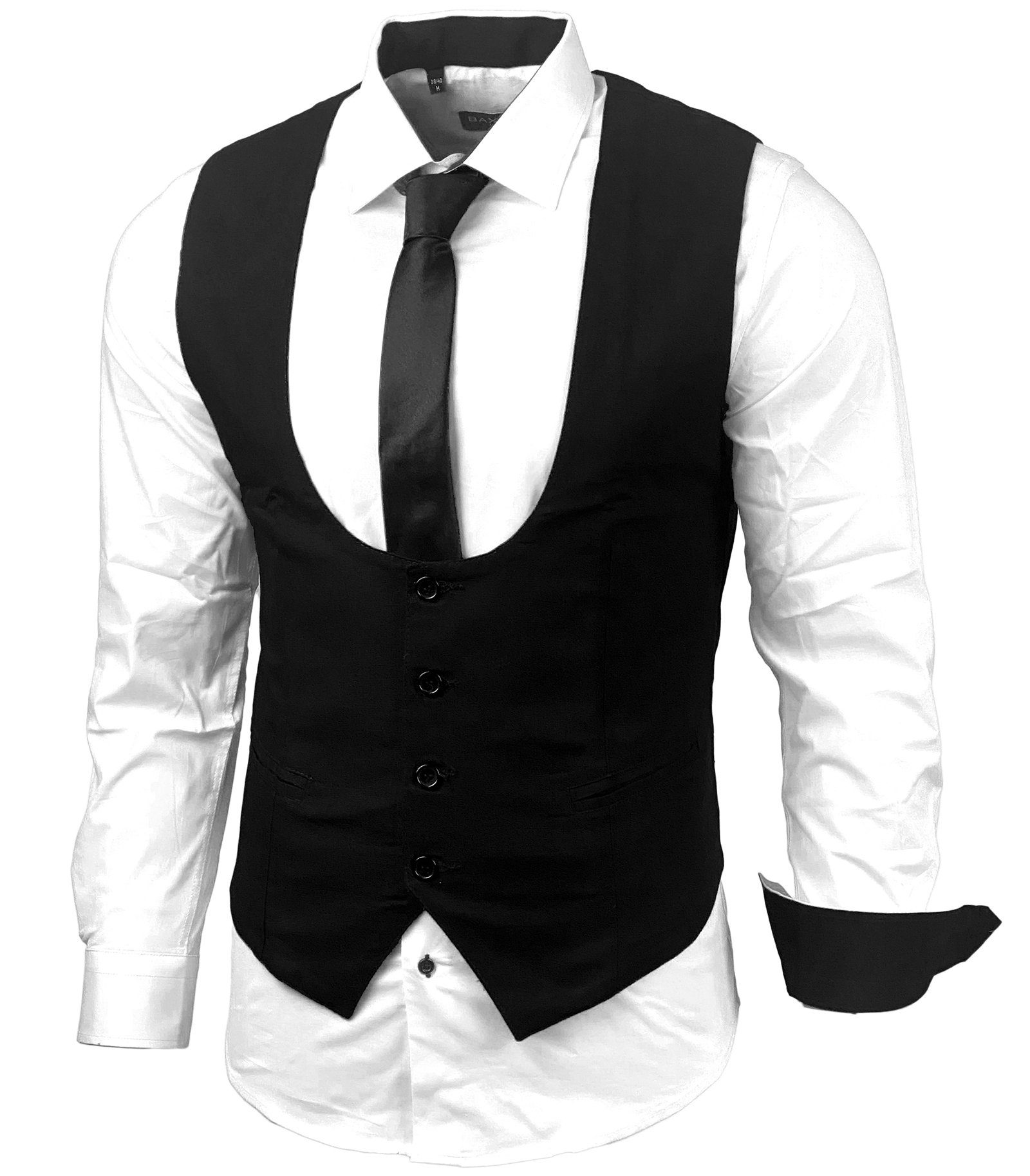 Langarmhemd Baxboy Hemd/Weste/Krawatte Set Business Herrenanzug-Set HWKR B-101