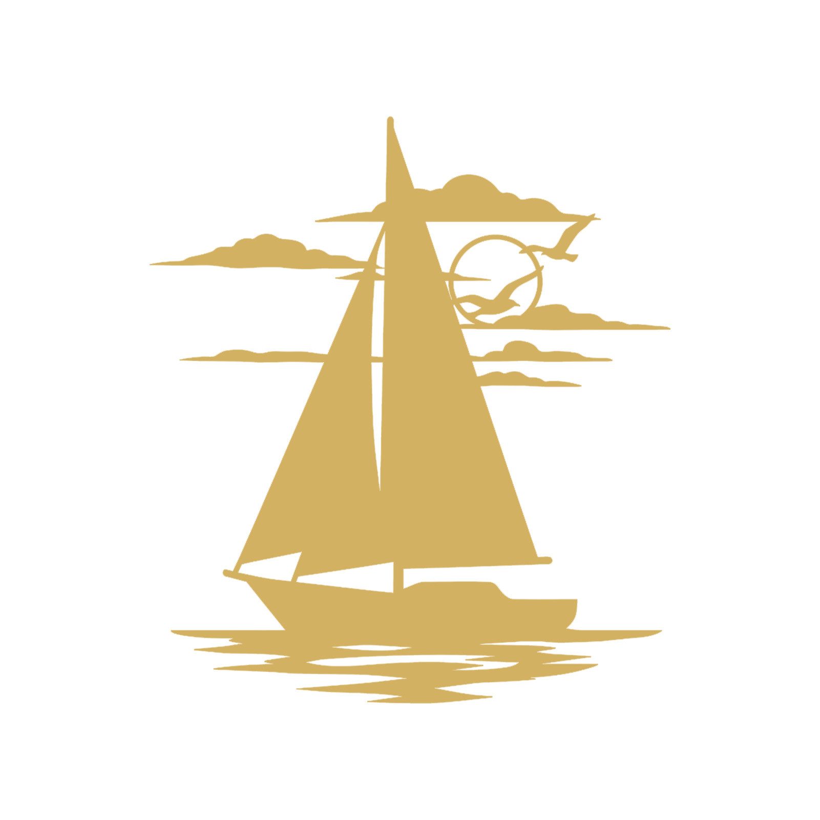 Jumpeak Wanddekoobjekt Segelschiff Wanddeko,Maritime Sonnenuntergang,Möwen und Wolken,Linien, Metall,4 Farben,2 Maße,Nautische Eisen,Geschenkidee,Küstenstil Deko
