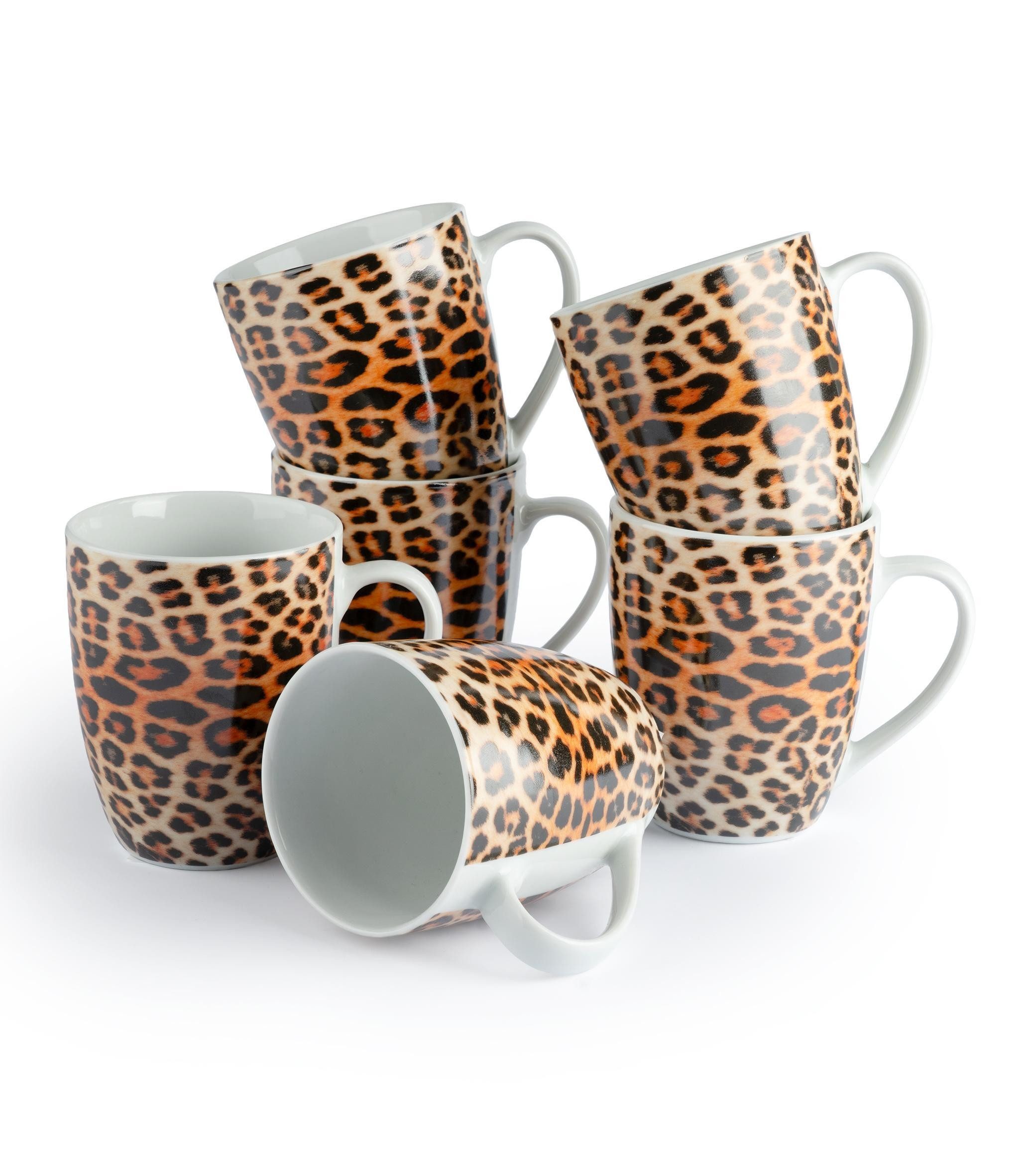 HIT Trading Tasse Kaffeebecher LEOPARD, Braun, Ø 9 cm, Keramik