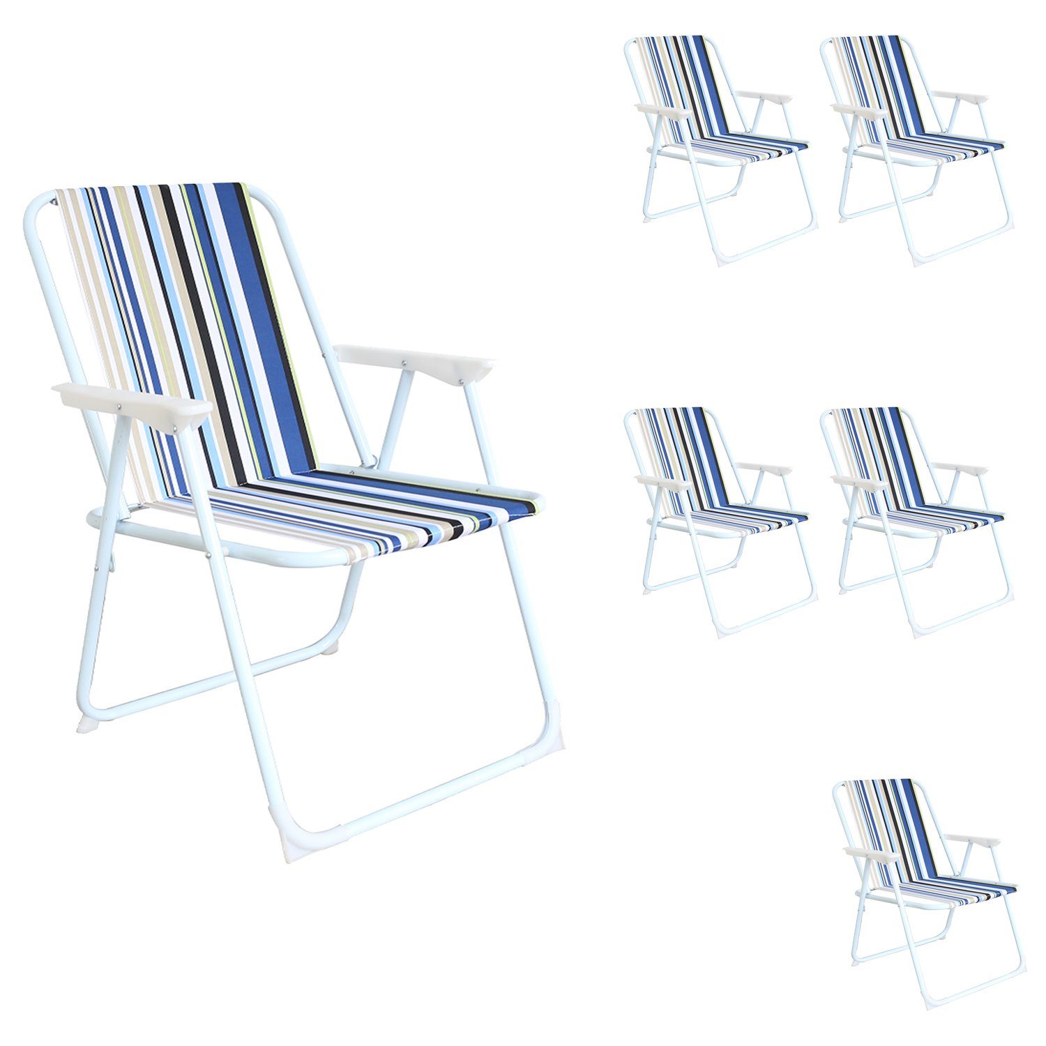 Klappstuhl 6 Stück Campingstuhl Outdoor Klappstuhl Gartenstuhl Ocean gestreift