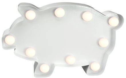 MARQUEE LIGHTS LED Dekolicht Pig, LED fest integriert, Warmweiß, Wandlampe, Tischlampe Schwein, Tier mit 10 Leuchtmittel - 23x14 cm