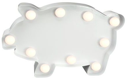 MARQUEE LIGHTS LED Dekolicht LED effiziente Geringer durch fest Pig, Wandlampe, mit - 23x14 festverbauten Tischlampe integriert, Warmweiß, 10 LEDs Pig LED-Technik Energieverbrauch cm