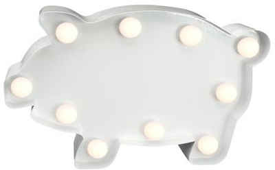MARQUEE LIGHTS LED Dekolicht Pig, LED fest integriert, Warmweiß, Wandlampe, Tischlampe Pig mit 10 festverbauten LEDs - 23x14 cm