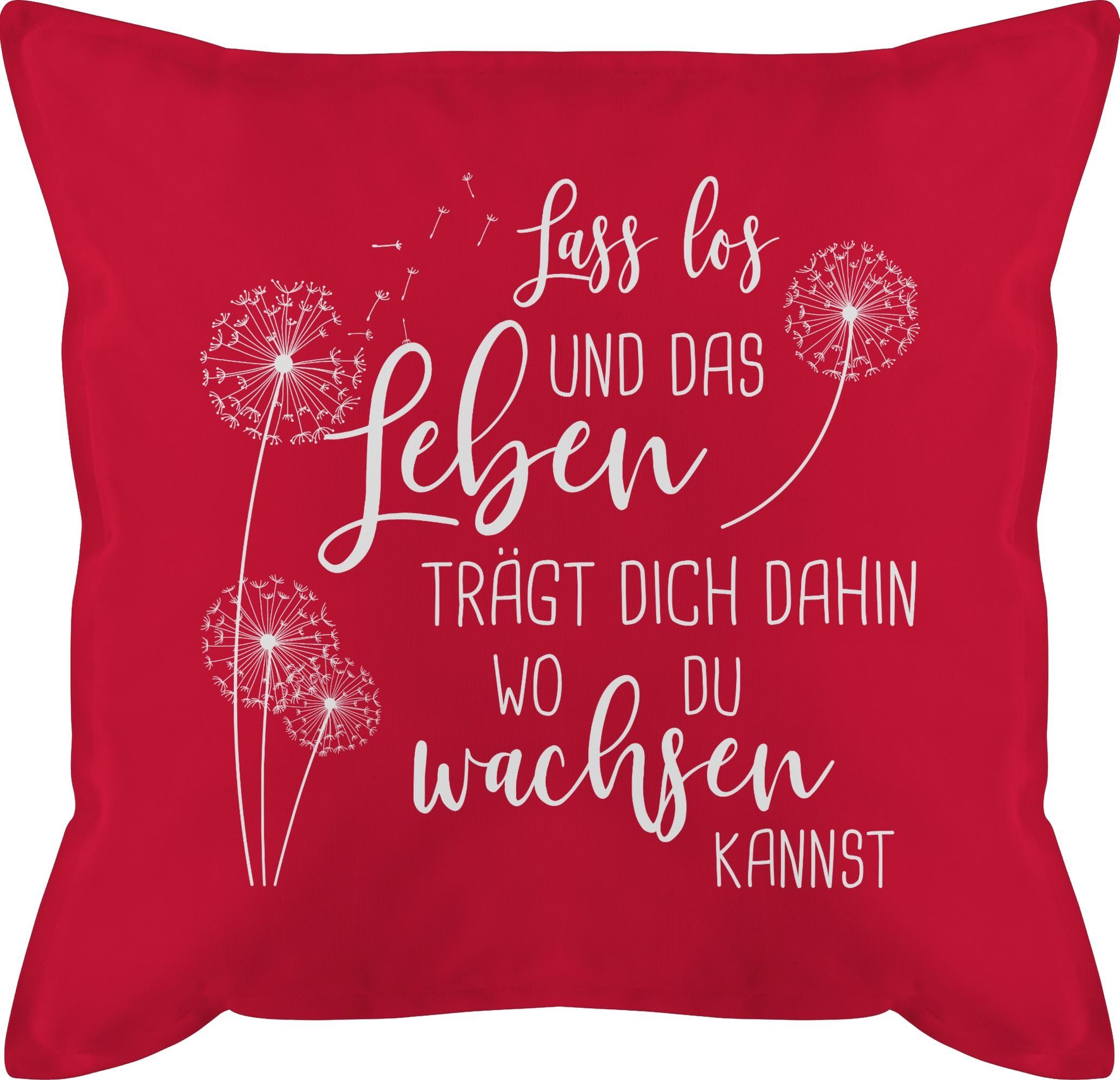 Weiß, Dekokissen 2 los Rot Pusteblumen Spruch - Shirtracer Deko-Kissen Lass mit