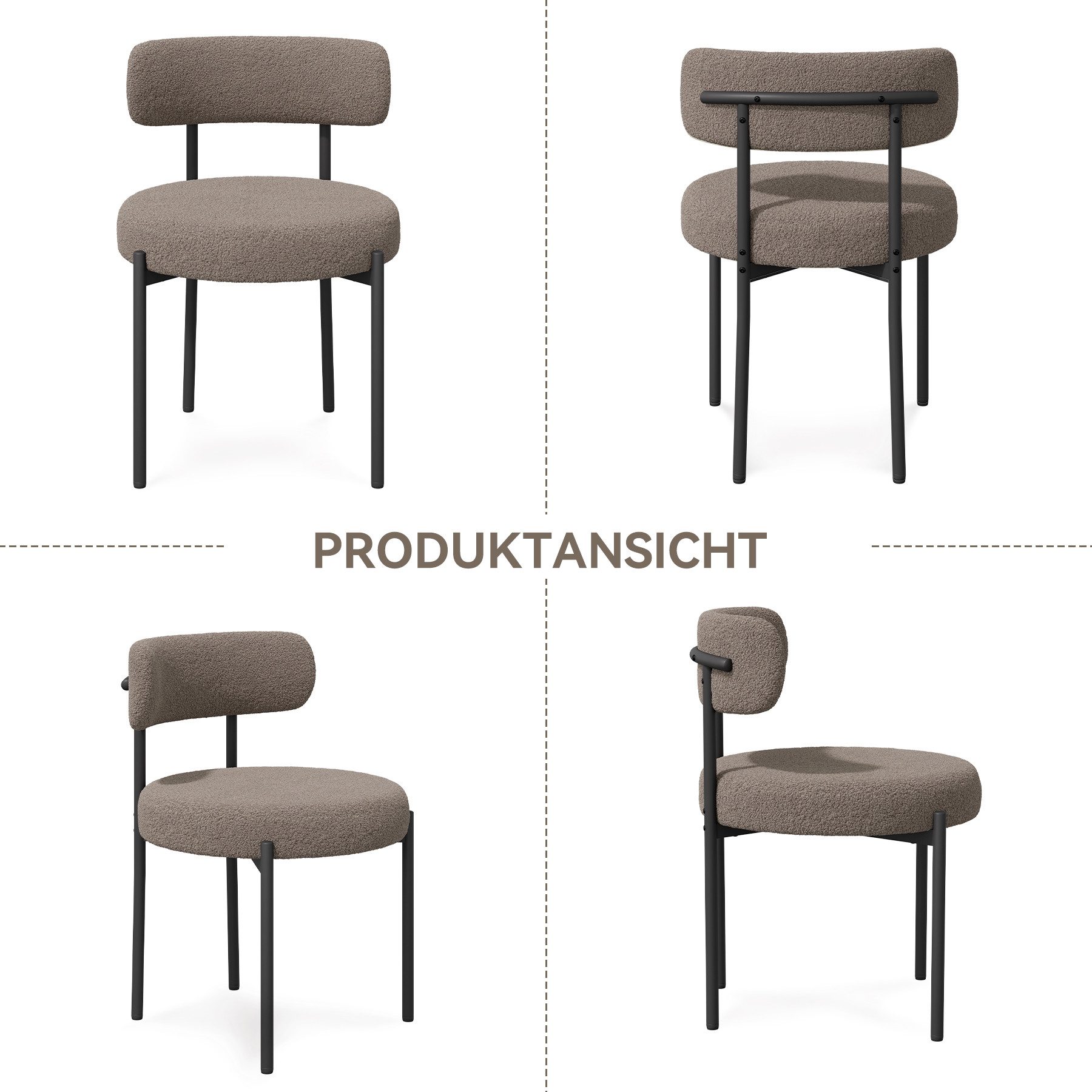 HawthyHome Esszimmerstuhl Runder Polsterstuhl mit Metallgestell, Wohnzimmerstuhl, Küchenstuhl (2 St), 2er Set – Bild 5 von 5