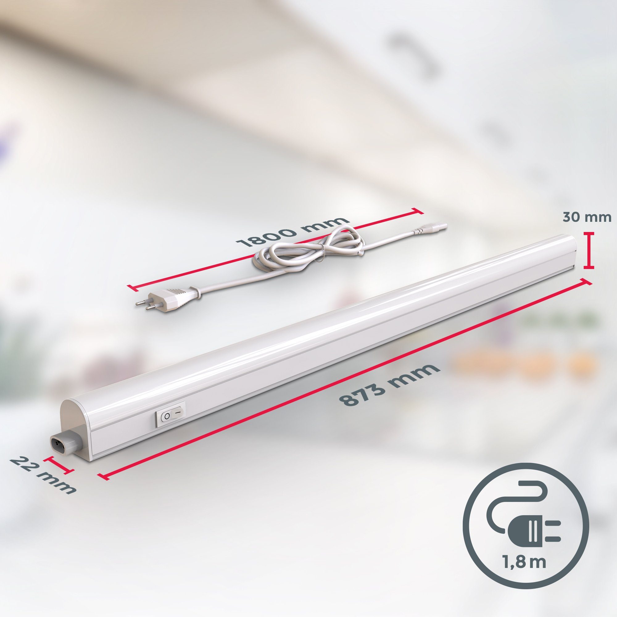 mit LED durch Unterschrankleuchte Lichtleiste neutralweißen 4.000K, je 2er Neutralweiß, erweiterbar 15W, Unterbauleuchte, Stecksystem BK_UL1513 integriert, B.K.Licht fest LED Set Licht, 1500lm, 87,3cm,