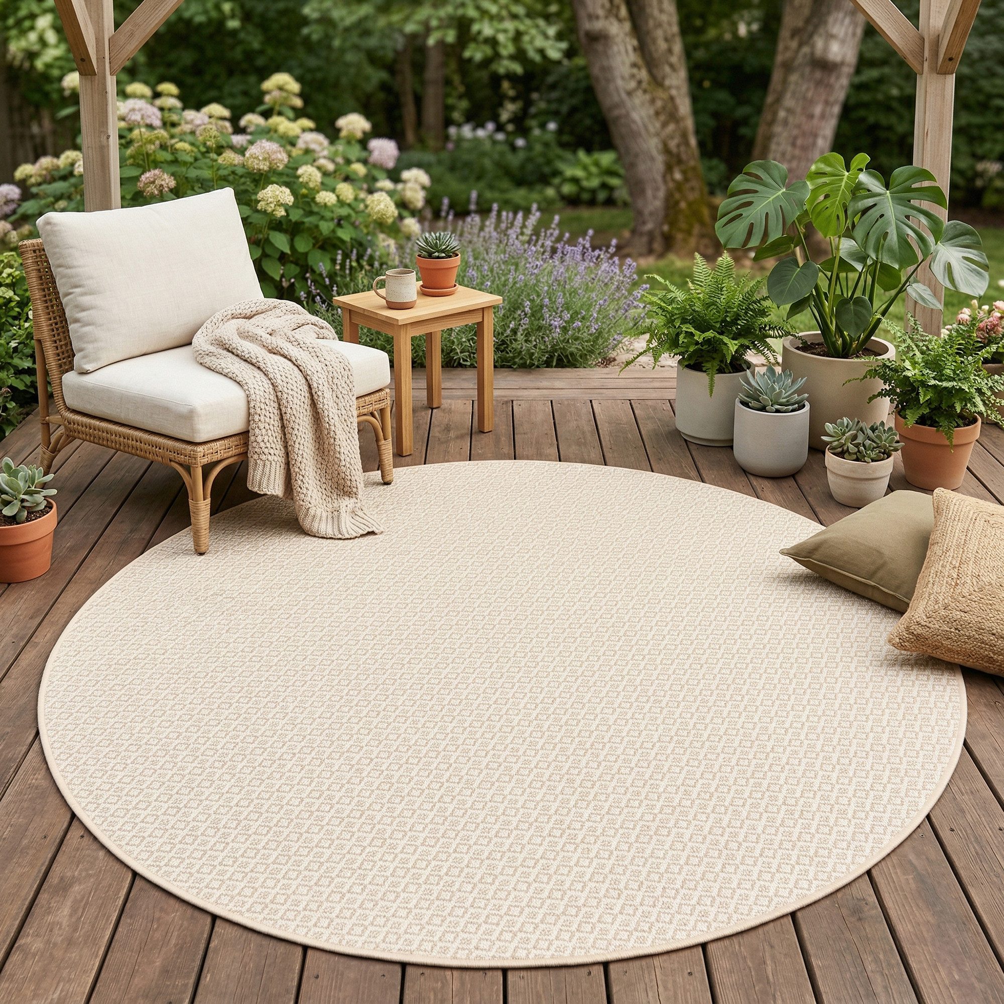 Snapstyle Outdoorteppich In & Outdoor Teppich Oslo Trend Rund, Rund, Höhe: 4 mm