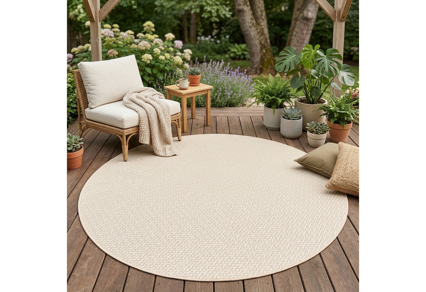 Snapstyle Outdoorteppich In & Outdoor Teppich Oslo Trend Rund, Rund, Höhe: 4 mm