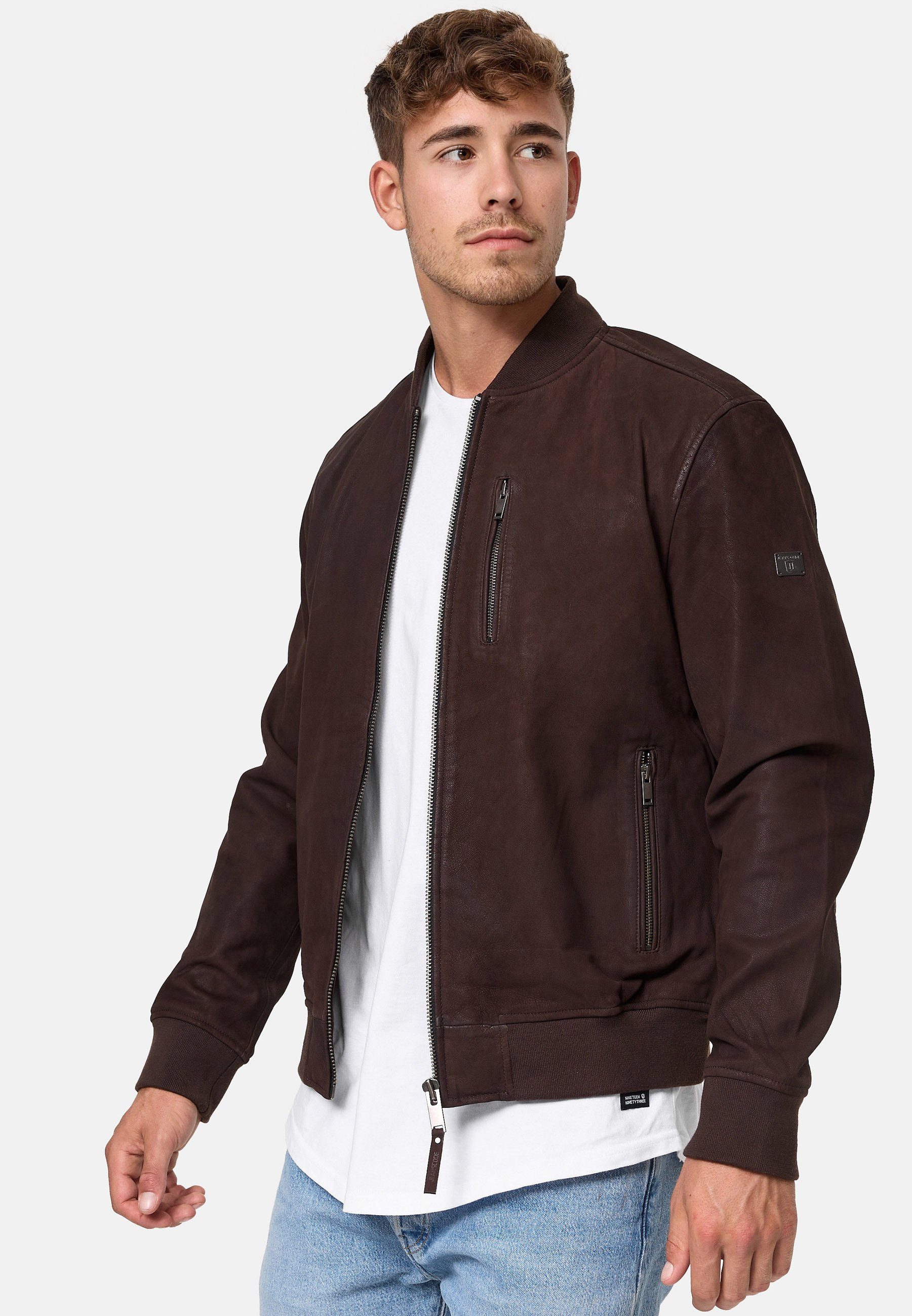 Indicode Lederjacke Captain Dk Brown