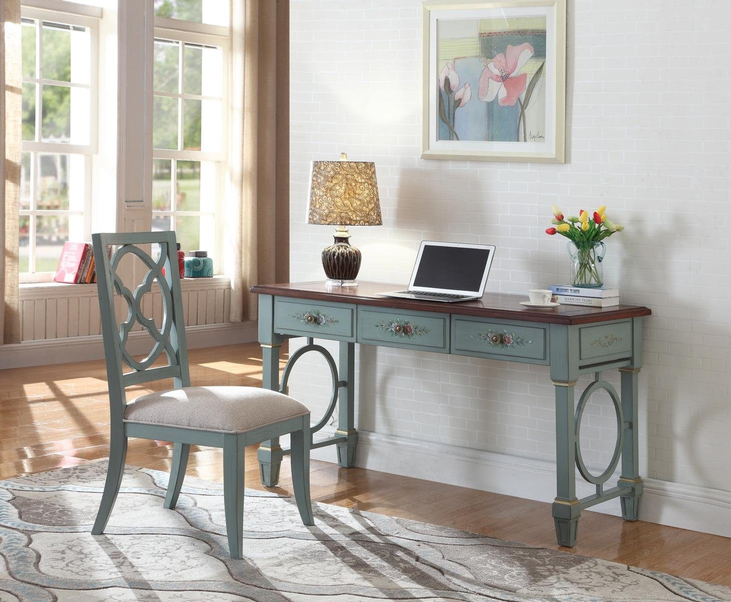 JVmoebel Sekretär Holzregal Set in Grau mit Tisch und Stühlen für Büro und Essbereich (1 St), Made in Europa