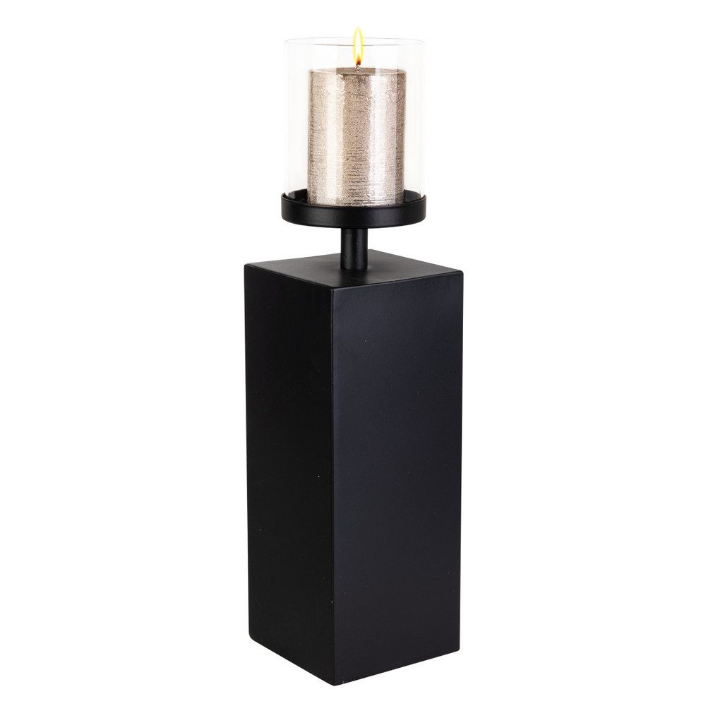Dekolicht Windlichtsäule schwarz - ca. 10 x 10 x 33/43 cm