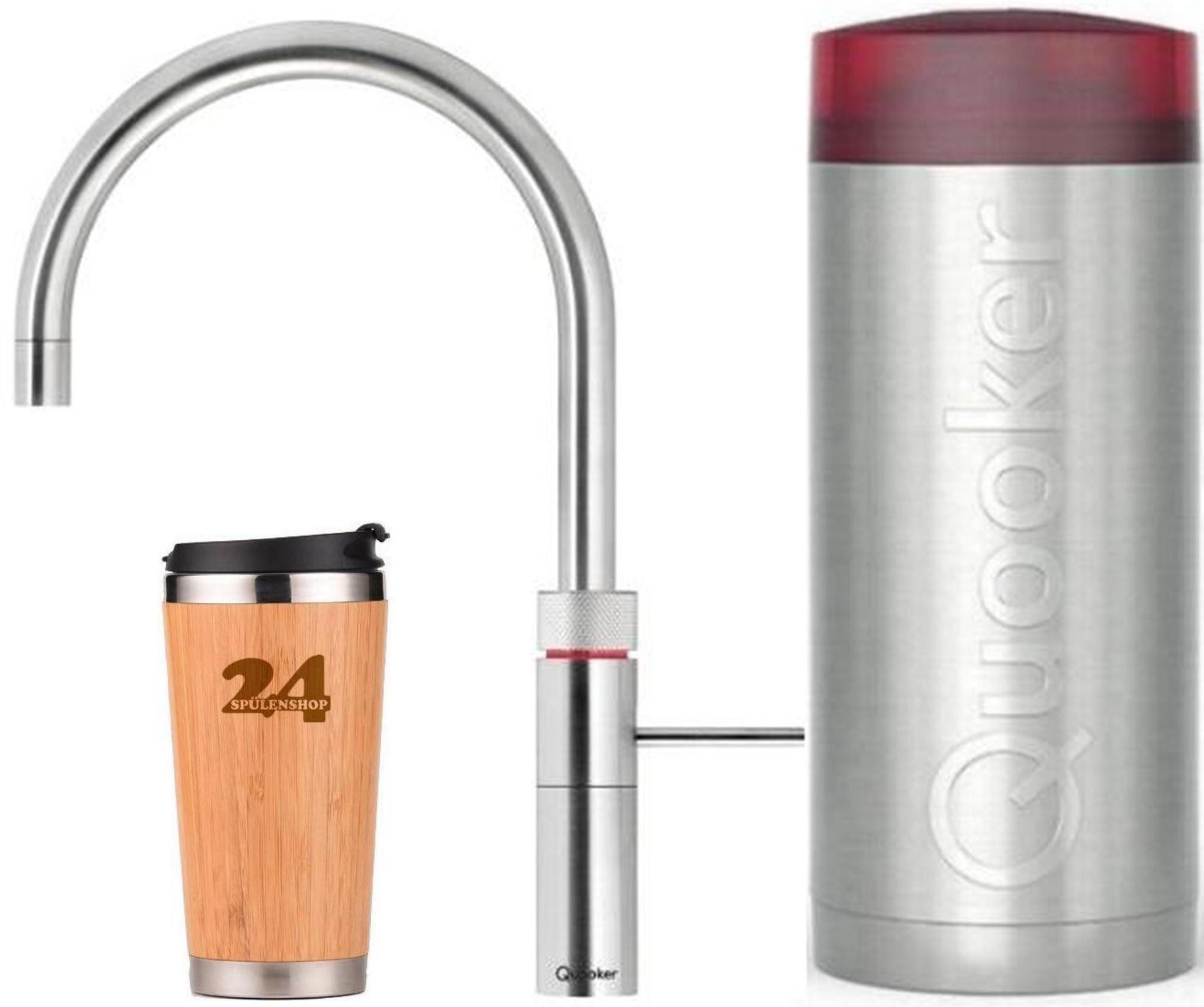 QUOOKER Küchenarmatur QUOOKER FUSION ROUND COMBI+ B Chrom 100°C Armatur (22+FRCHR) (2-St) Spültischmischer mit 100°C Kochendwasserfunktion