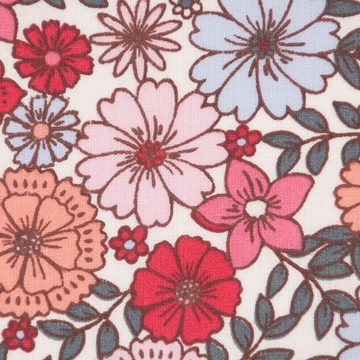 SCHÖNER LEBEN. Stoff Baumwollstoff Webware Brigitte Vintage Blumen weiß rosa pink 1,47m