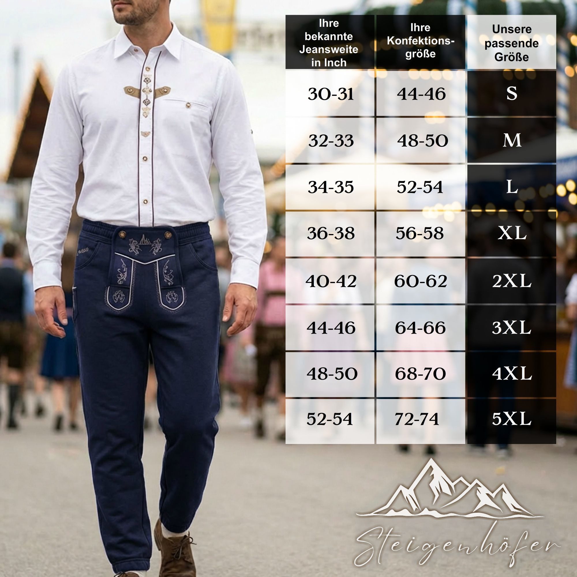 Steigenhöfer Manufaktur Trachtenhose Lange Jogginghose mit Kordelzug im Lederhosen Look - Marius Jogging Lederhose Herren Tracht - Für dein Oktoberfest Herren O – Bild 5 von 5