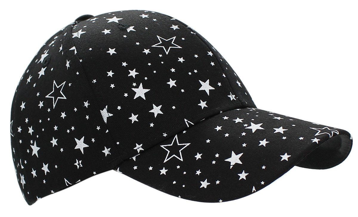 One dy_mode Schirmmütze Muster Sterne Cap Kappe K224-Schwarz Baseballkappe Frauen Baseball mit Size Damen