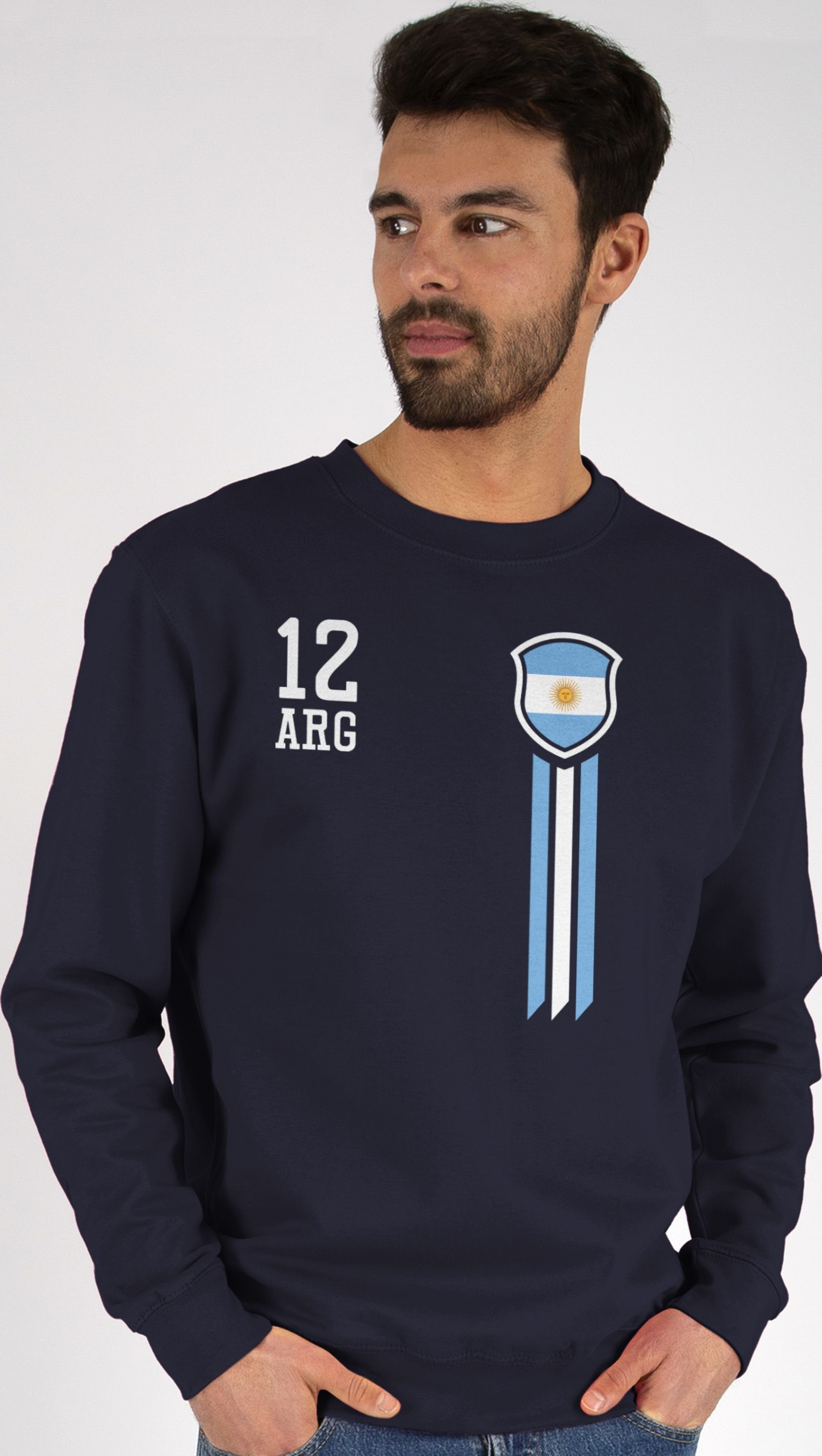Shirtracer Sweatshirt 12. Mann Argentinien Fanshirt (1-tlg) Fussball EM 2024 3 Dunkelblau