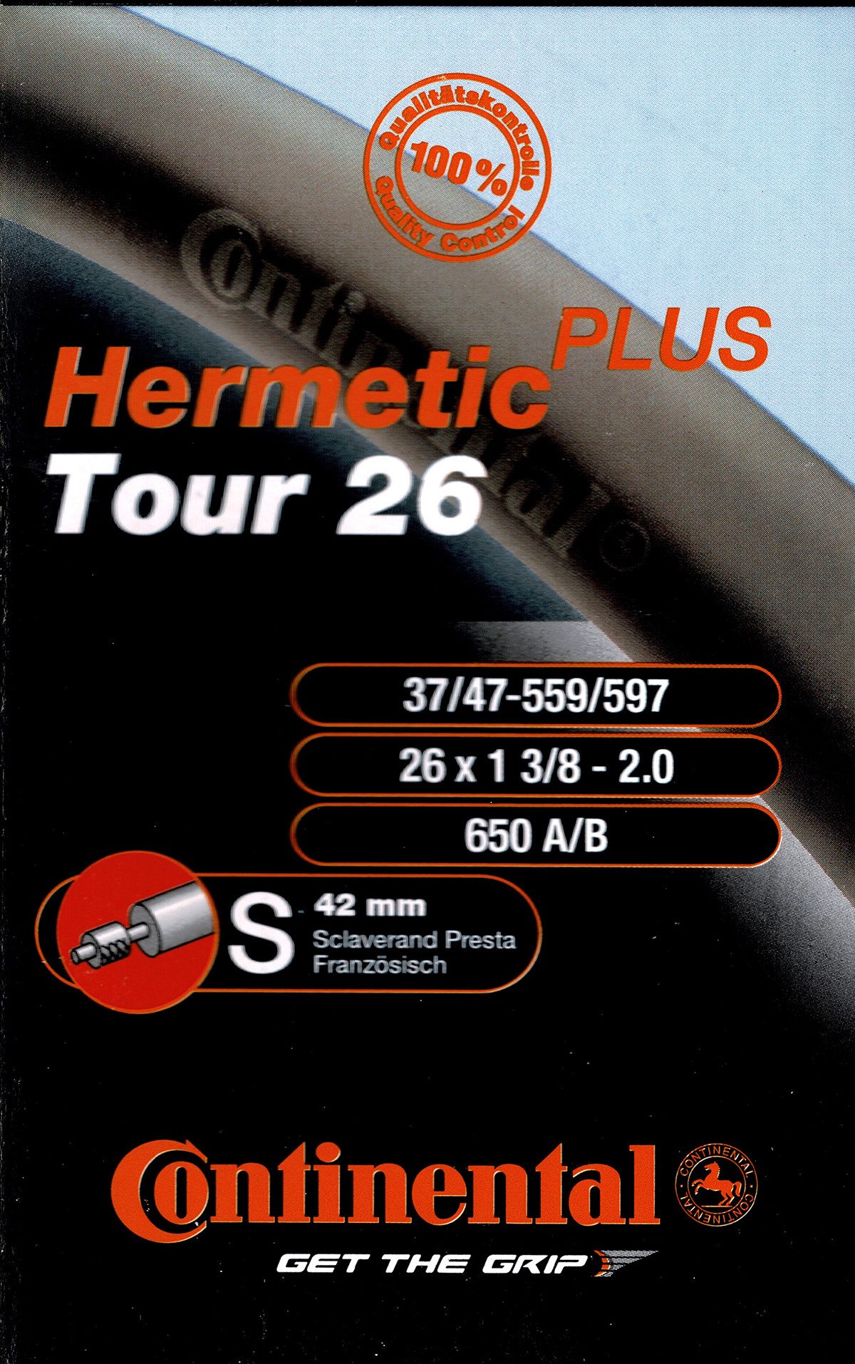 CONTINENTAL Fahrradschlauch Continental Tour 26 Hermetic Plus 26 Zoll SV (37/47-559/597) SV 42mm, 1,50, 1 5/8, 1,75, 1,40, 1 3/8, 1,60, 1,25, 1,35