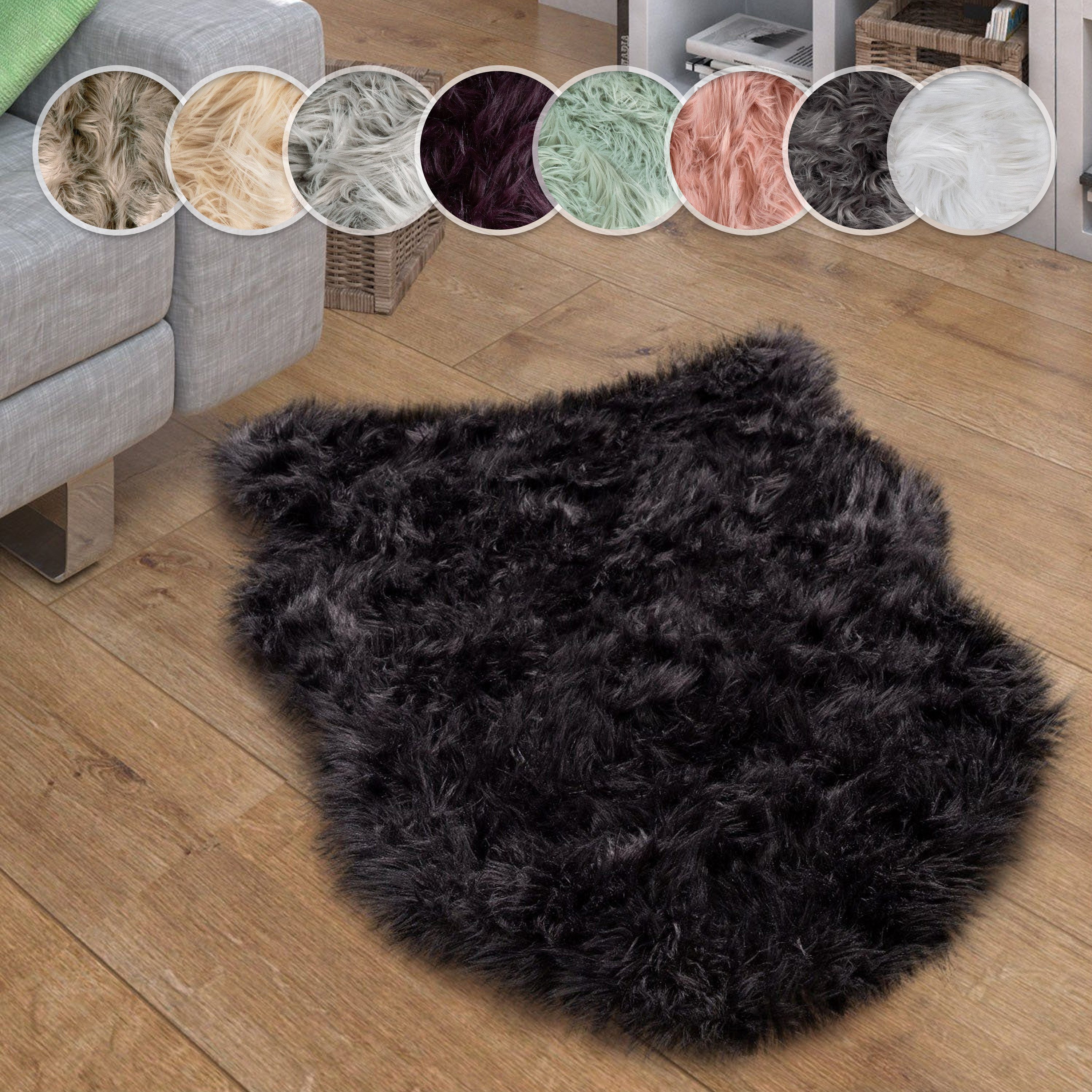 Paco Home Fellteppich Playa 960, fellförmig, Höhe: 64 mm, Kunstfell, Flokat günstig online kaufen