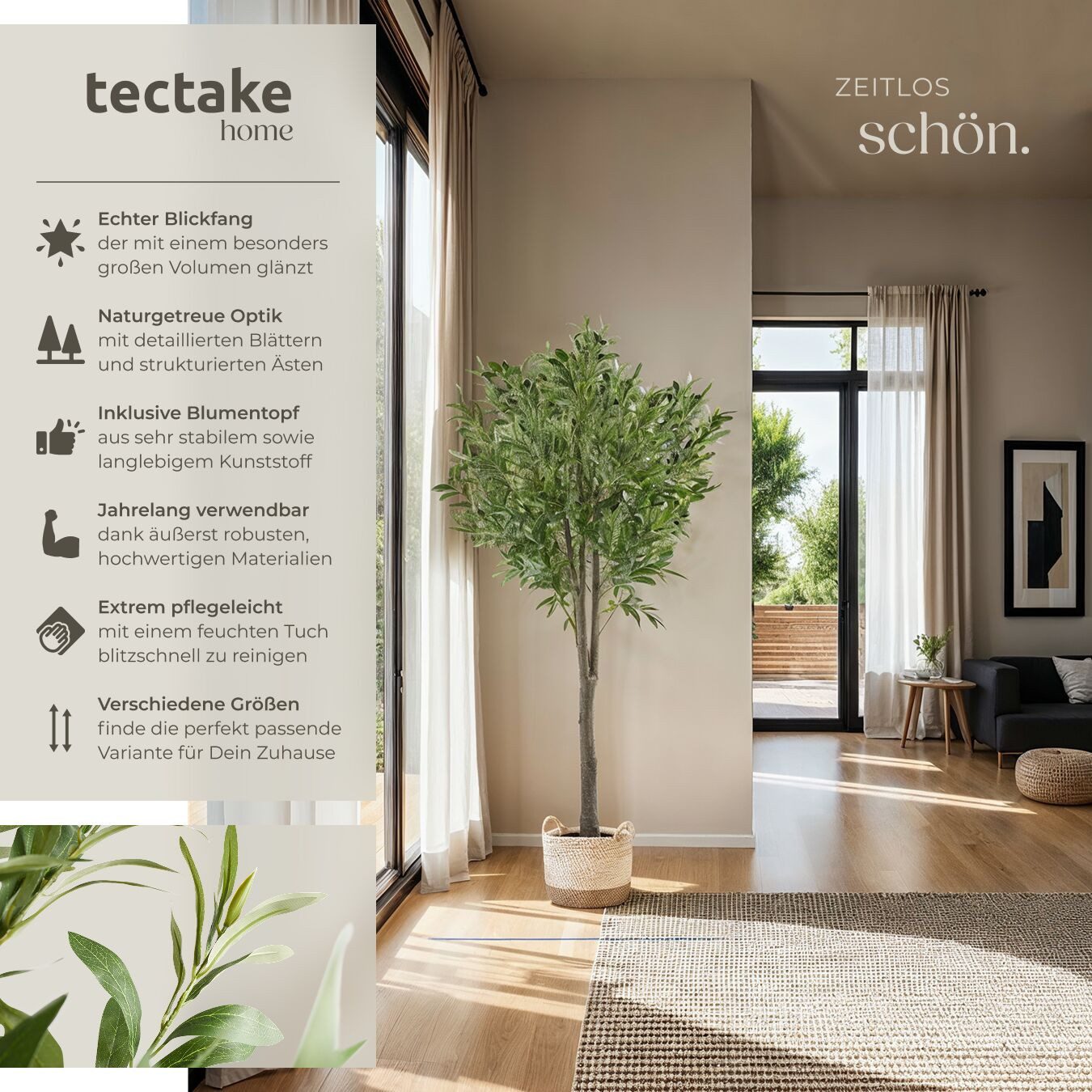 Künstliche Zimmerpflanze Künstlicher Olivenbaum Olivenbaum, tectake, Höhe 1 günstig online kaufen