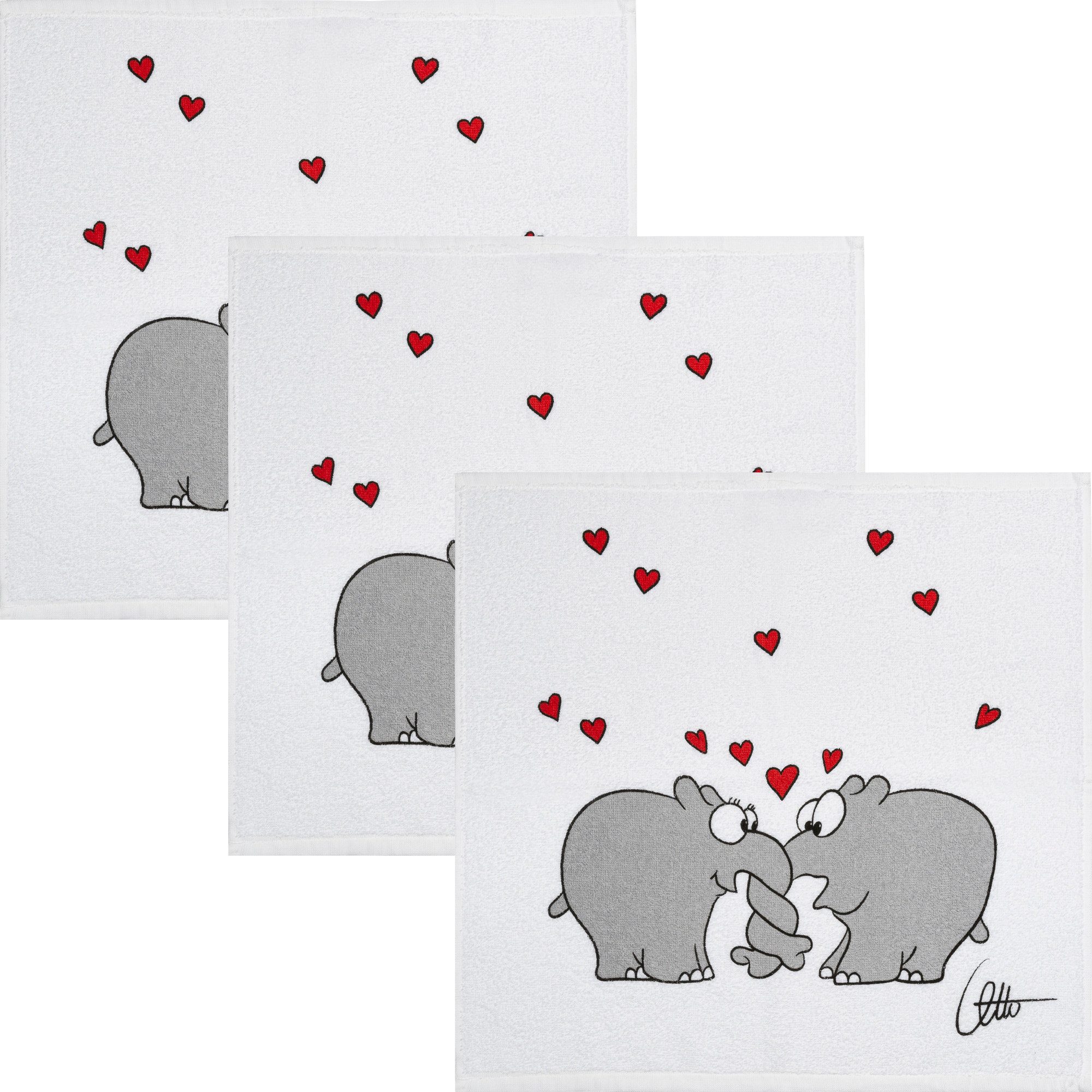 Kracht Geschirrtuch Frottier-Geschirrtuch "Ottifant" 3er-Pack, Baumwolle günstig online kaufen