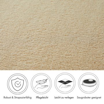 Teppichboden Velours Kira, Andiamo, rechteckig, Höhe: 8 mm, Uni Farben, Breite 400 cm, strapazierfähig, pflegeleicht, Wohnzimmer