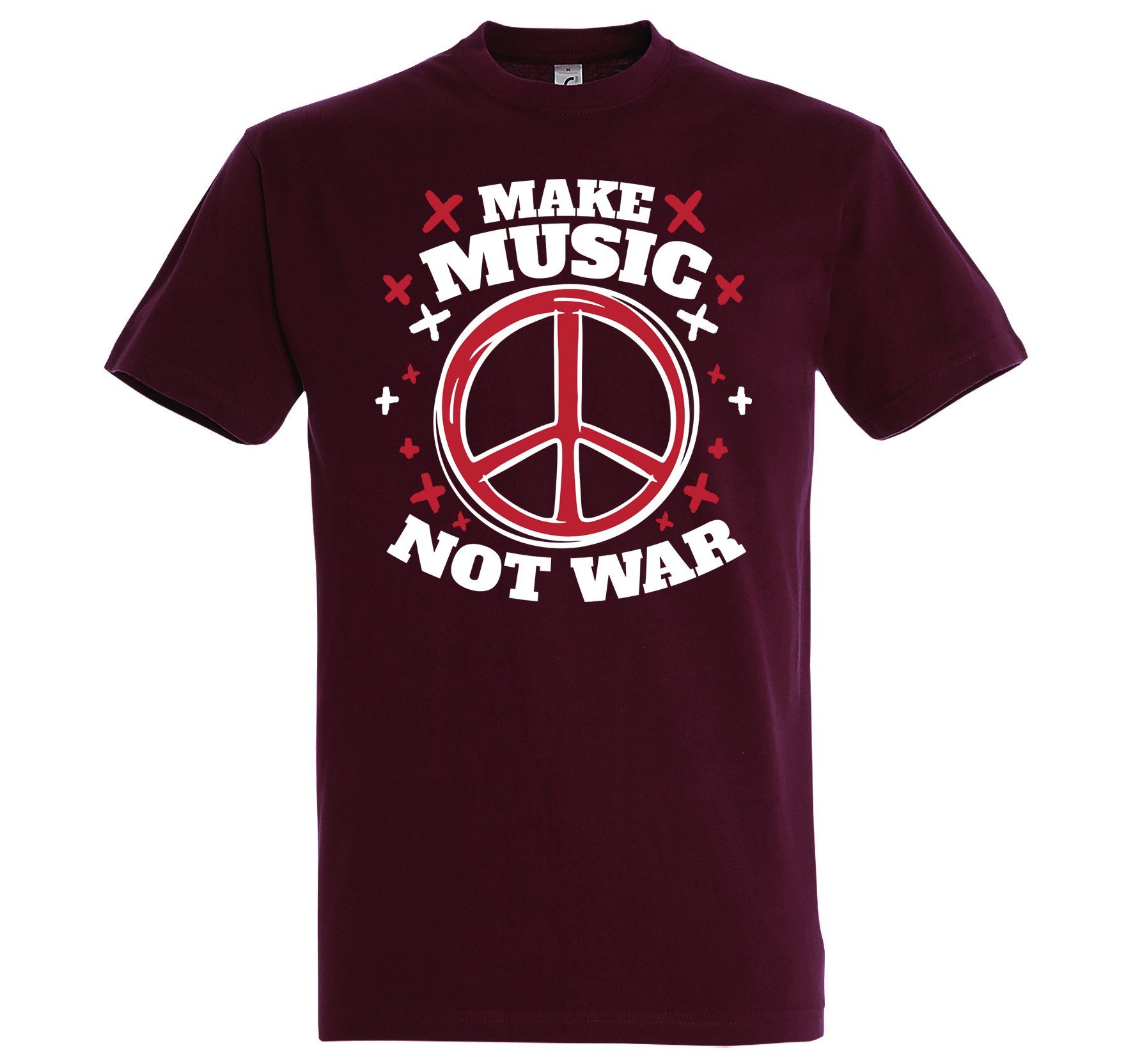 Frontprint Music Designz War" Youth T-Shirt Shirt "Make Burgund mit Not trendigem Herren