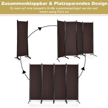 COSTWAY Paravent 4-teilig Raumteiler, Klappbar, Metallrahmen, 220x173cm
