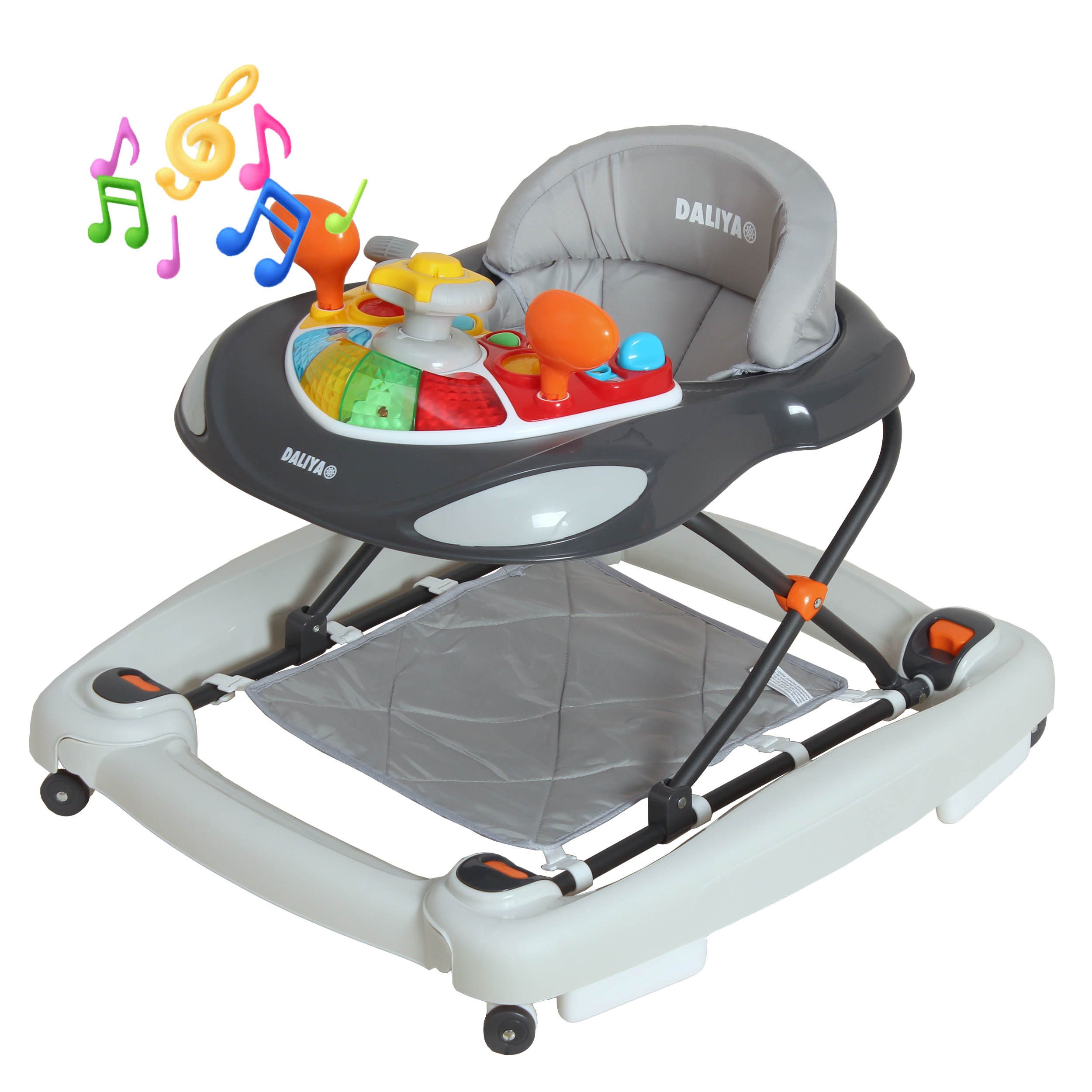 Daliya® Lauflernwagen BELLINO Lauflernhilfe mit Musik, Licht & Schaukelfunktion, (6-tlg), Babywalker, höhenverstellbar, klappbar, Babywippe