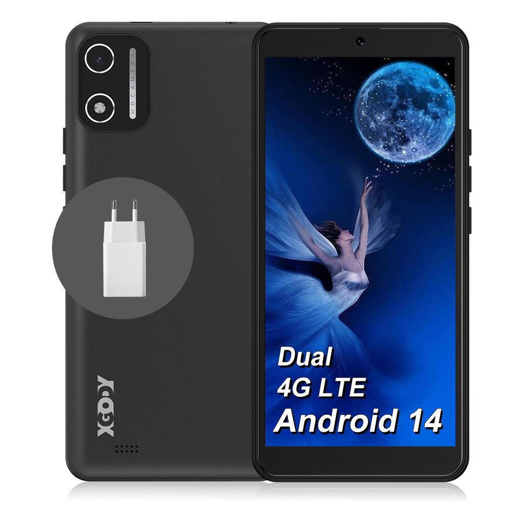 XGODY Android 14 Handy, Dual SIM Dual Standby Smartphone (5.45 Zoll, 8 MP Kamera, Ohne Vertrag, Octa-Core Günstig Handy, 8MP+5MP Kamera, Face ID GPS)