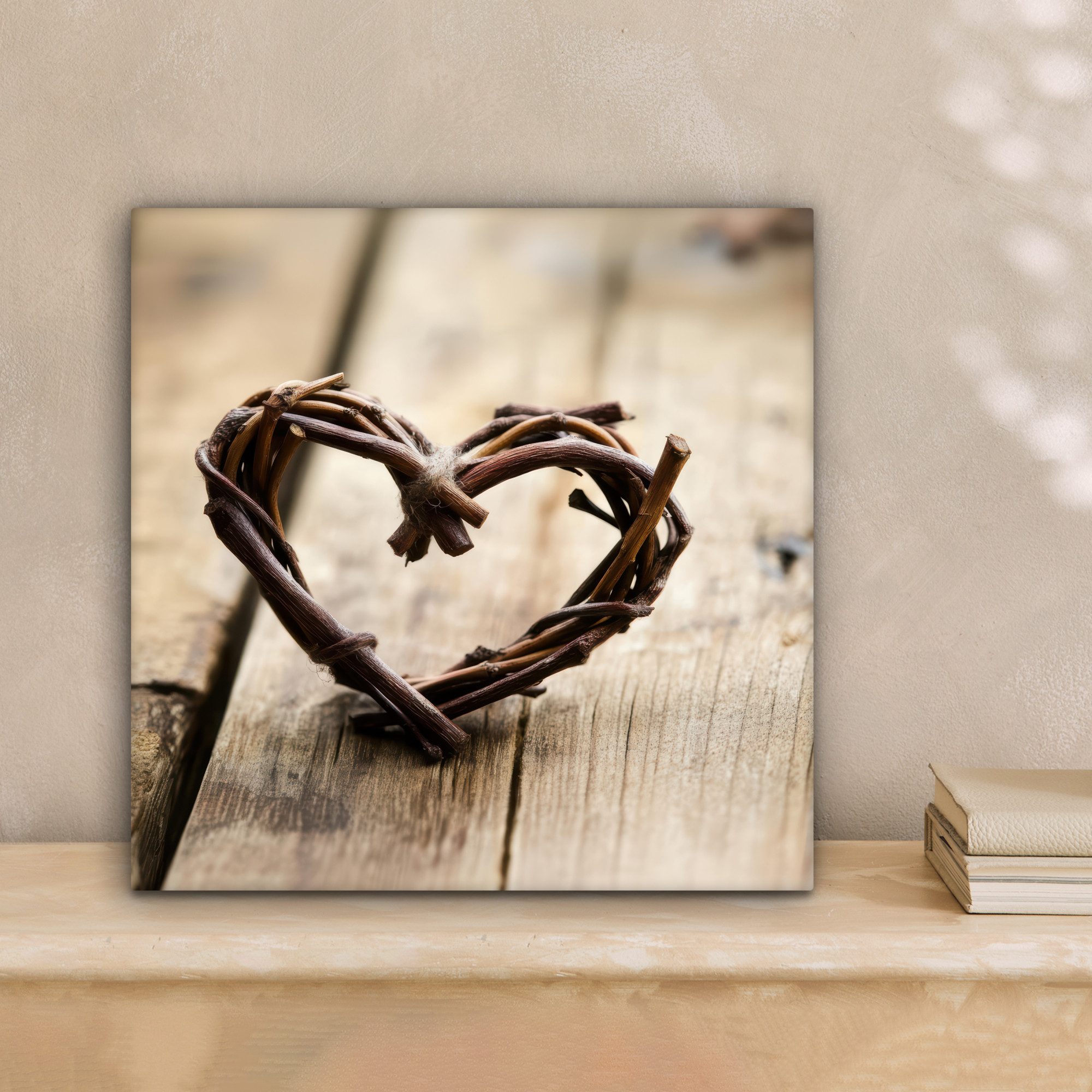 OneMillionCanvasses® Leinwandbild Herz - Holz - Natur - Äste - Braun, Fotod günstig online kaufen