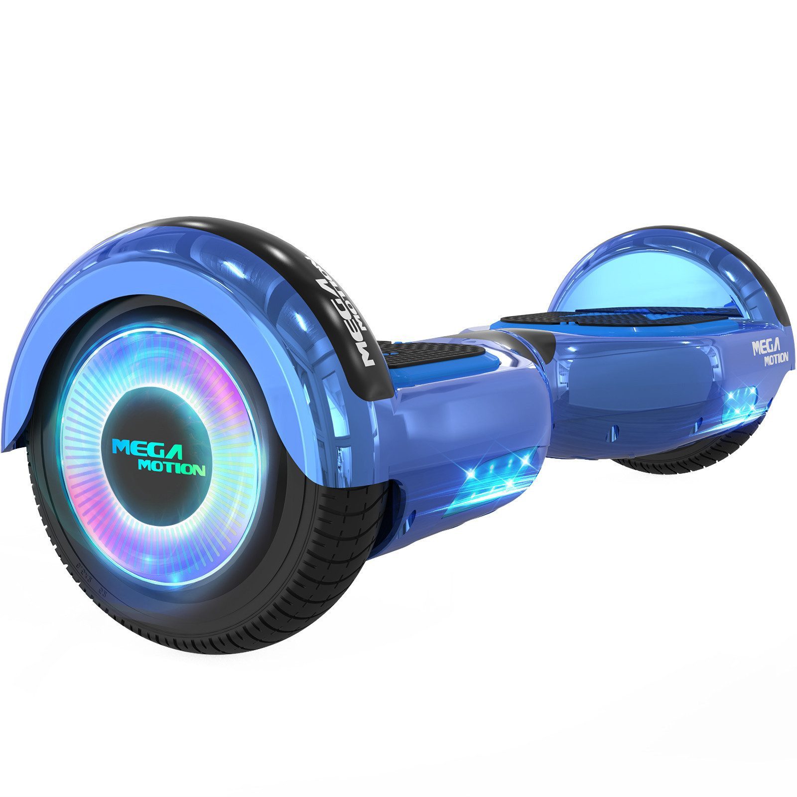 Mega Motion Balance Scooter 6.5 Zoll Hoverboard mit Bluetooth LED-Licht 2 Motoren, 15 km/h, Geschenk für Kinder und Jugendliche