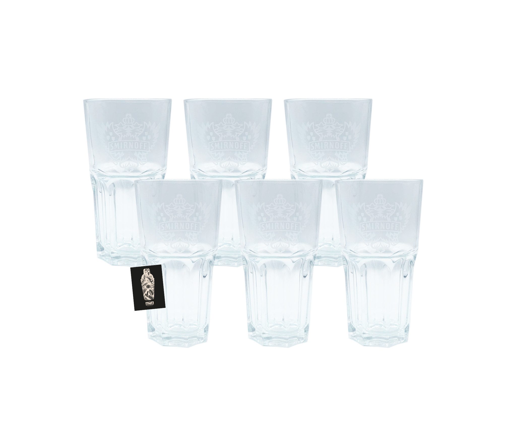 Cocktailglas Smirnoff Vodka Glas 6er-Set Gläser Cocktailglas Longdrink Bar Fassun