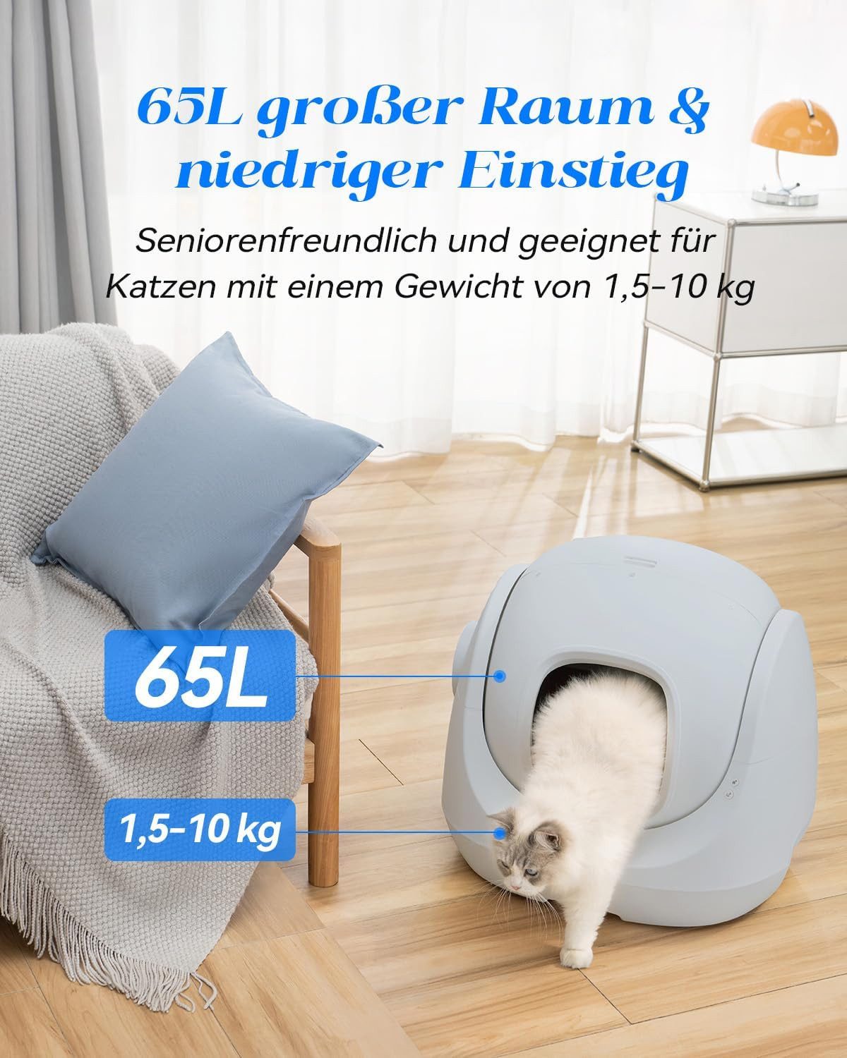 CATLINK Katzentoilette Baymax-Lite Selbstreinigende Katzentoilette, 4 Reinigungsmodi, APP