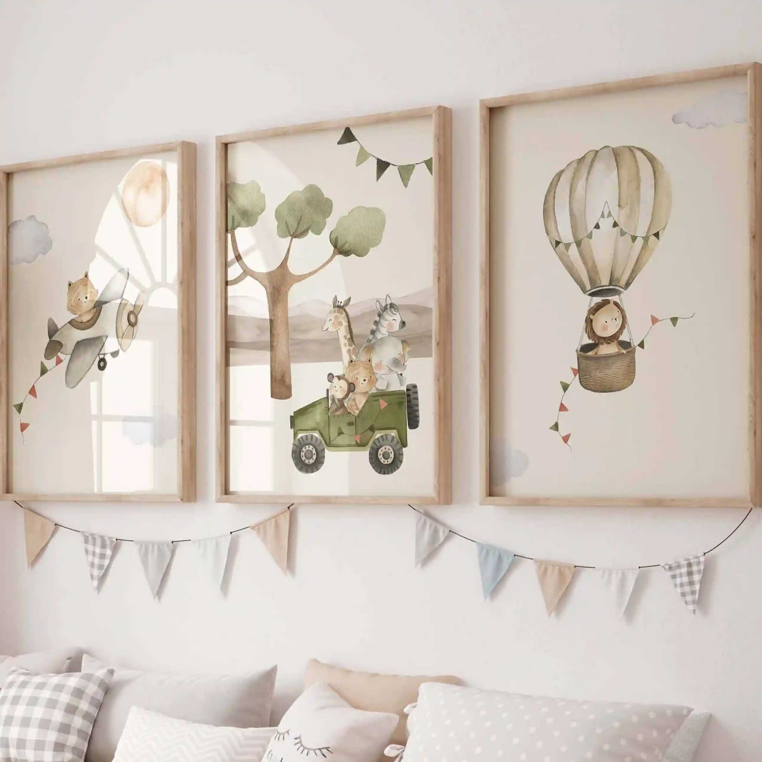 WANDKIND Poster Kinderzimmer Poster 3er Set Premium P722 / Safari Boho-Stil, Wandposter in verschiedenen Größen