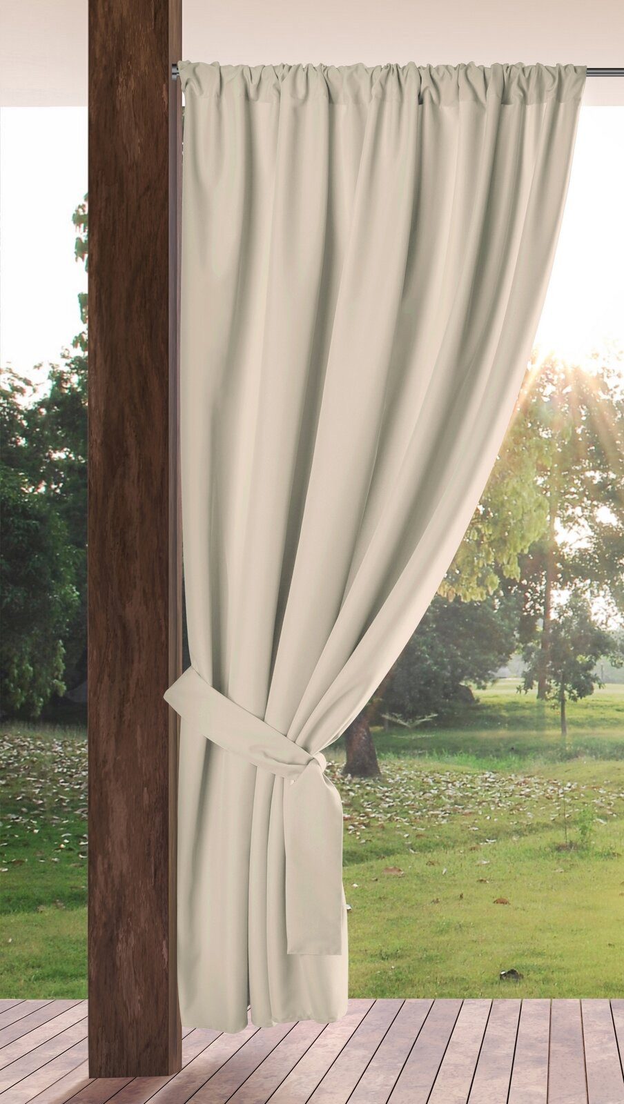 Eurofirany Outdoorvorhang GARDEN, wasserdichter Terrassenvorhang (1 St), Stangendurchzug, Lichtschutz, Polyester, für Pavillon, Pergola & Balkon, wetterfest, UV-Schutz