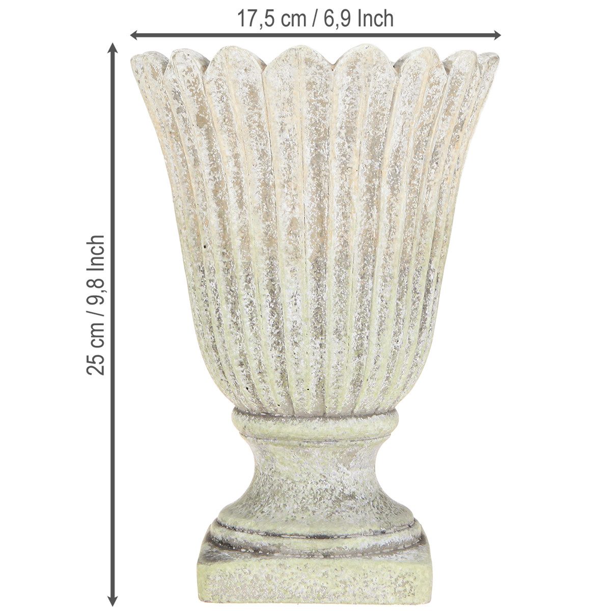 Florists Products Übertopf Pflanztopf Steinguss Antik Stil Grau Ø17,5cm H25cm Deko