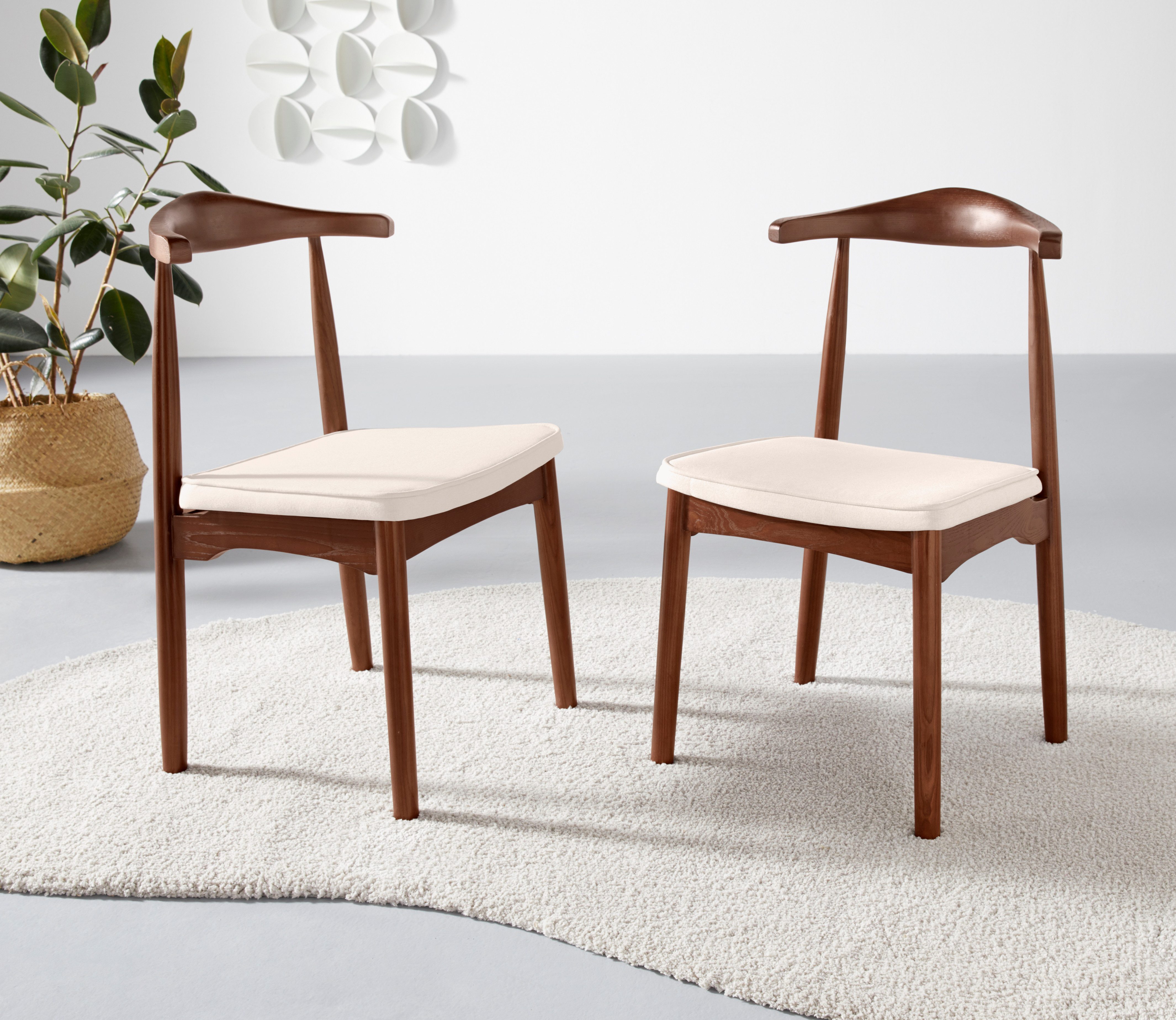 LeGer Home by Lena Gercke Esszimmerstuhl Rianne, TOPSELLER!, OTTOs Choice (Set, 2 St), Gestellrahmen aus massivem Eschenholz, Sitzfläche mit Webstoffkissen