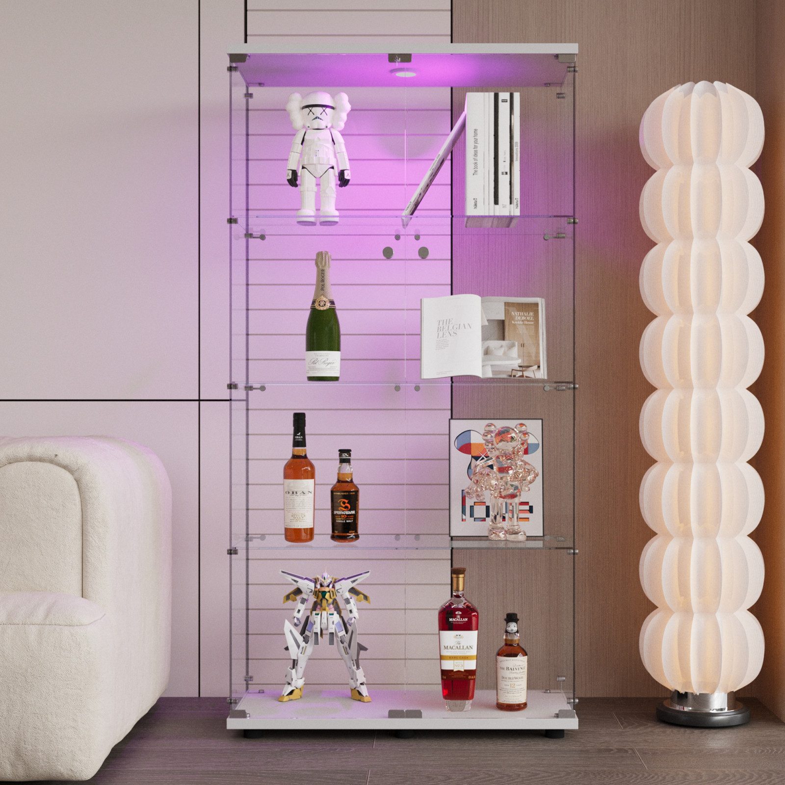 FUROKOY Glasvitrine Glasvitrine Glas Standvitrinen, Vierfach-Vitrine günstig online kaufen