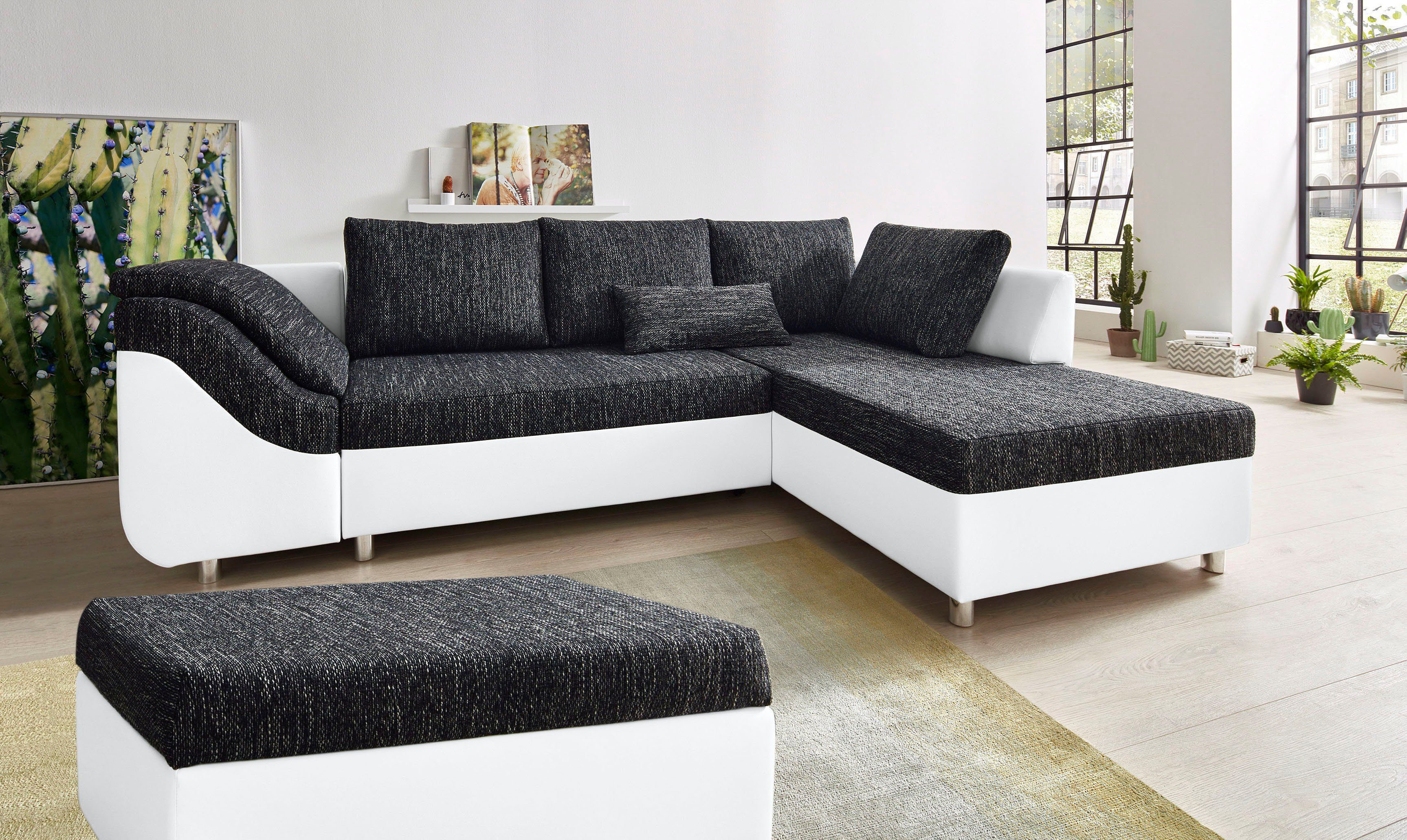 COLLECTION AB Ecksofa Sally L-Form, mit und ohne Bettfunktion, inklusive loser Rücken- und Zierkissen