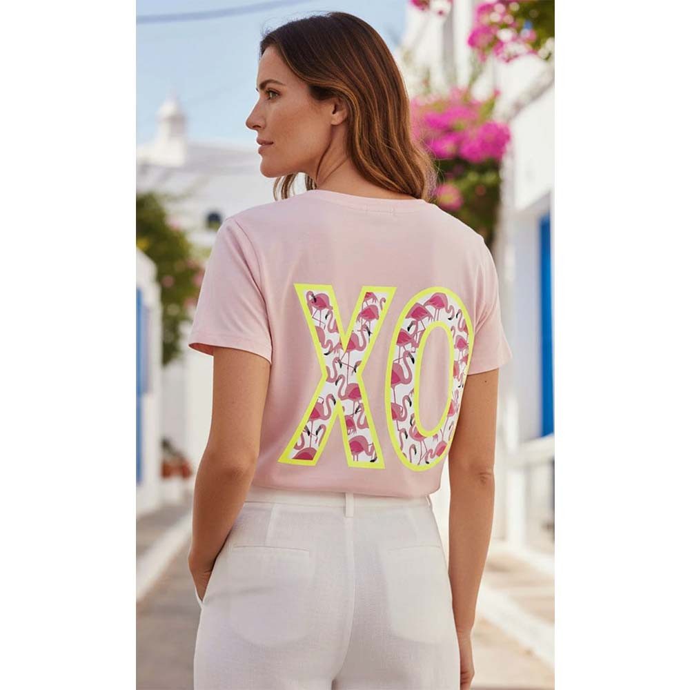 Miss Goodlife T-Shirt XO Snake MG13936 Rundhals Kurzarm mit Front- und Rückenprint - Rosa