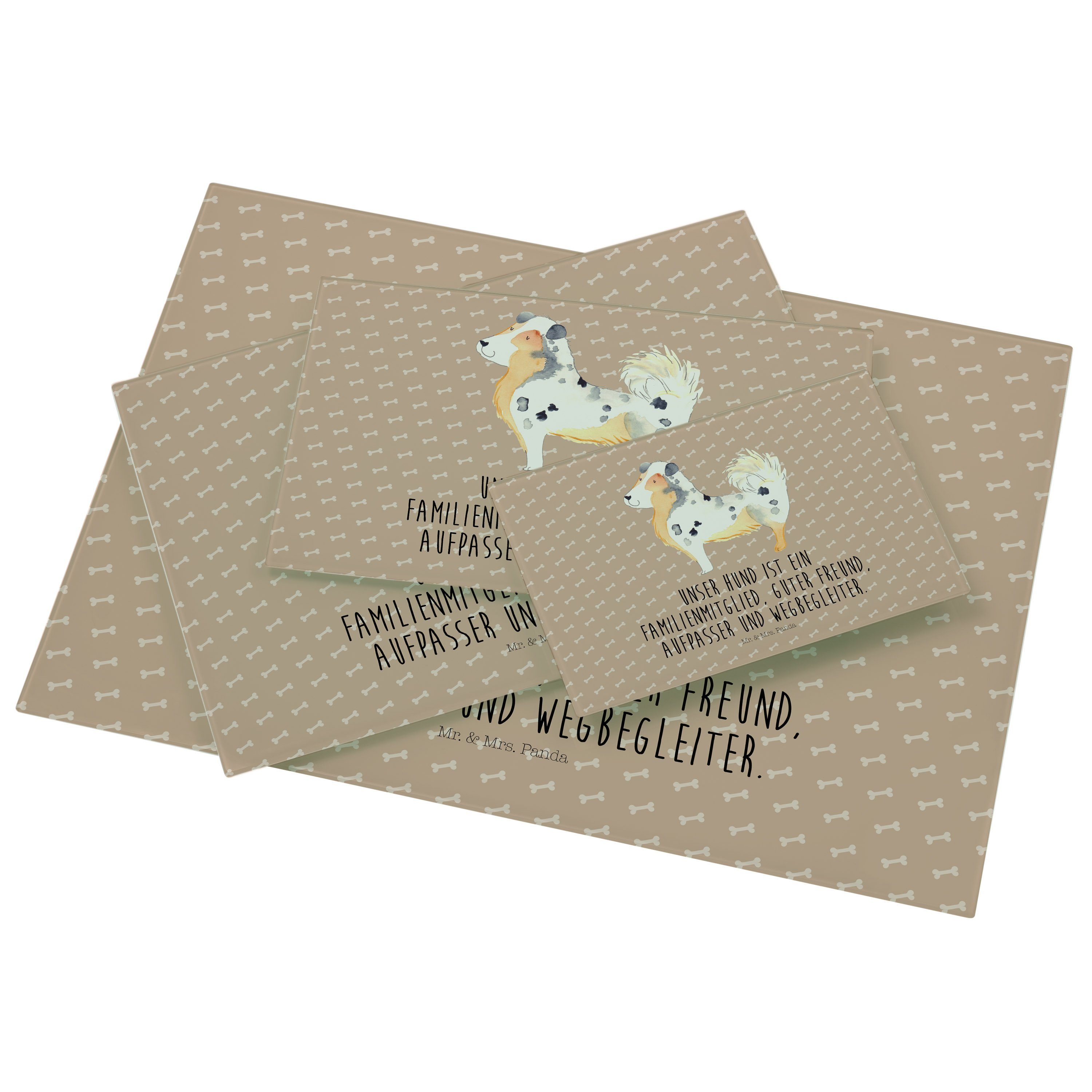 Mr. & Haus, Mrs. (1-St) Australien Geschenk, Panda - Australian Premium - Shepherd Hundeglück Servierbrett Glas, Shepard