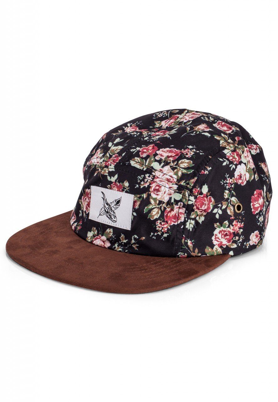 Snapback Cap Florale 5-Panel Cap Black Beauty Vol. II - Floral-Suede