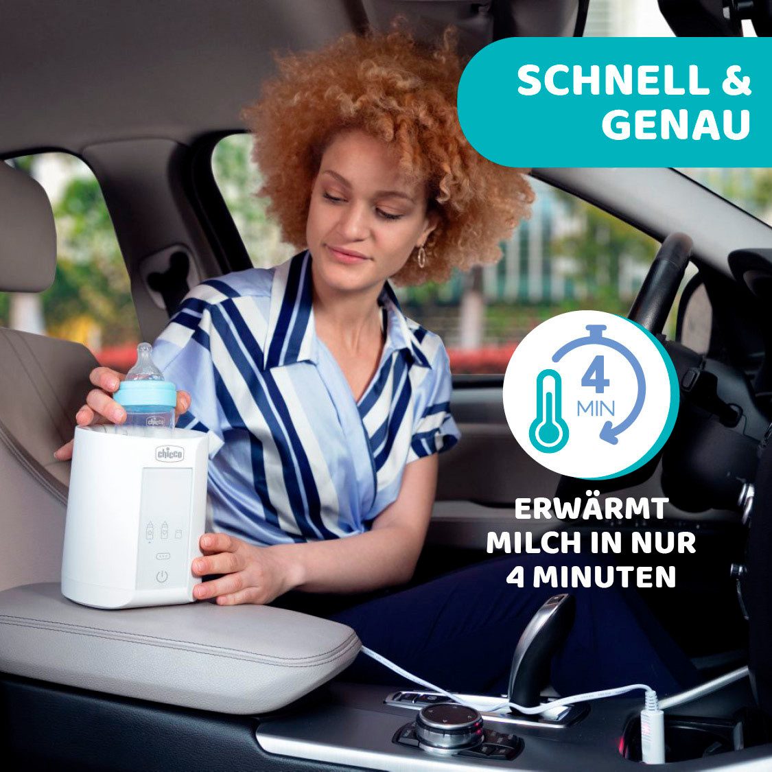 Chicco Flaschenwärmer Zuhause/Unterwegs, inkl. Adapter für das Auto