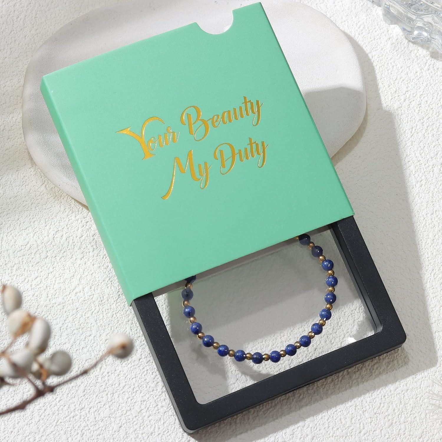 LuxusKollektion Perlenarmband Perlenarmband Damen Naturstein Edelstahl verstellbar Blau