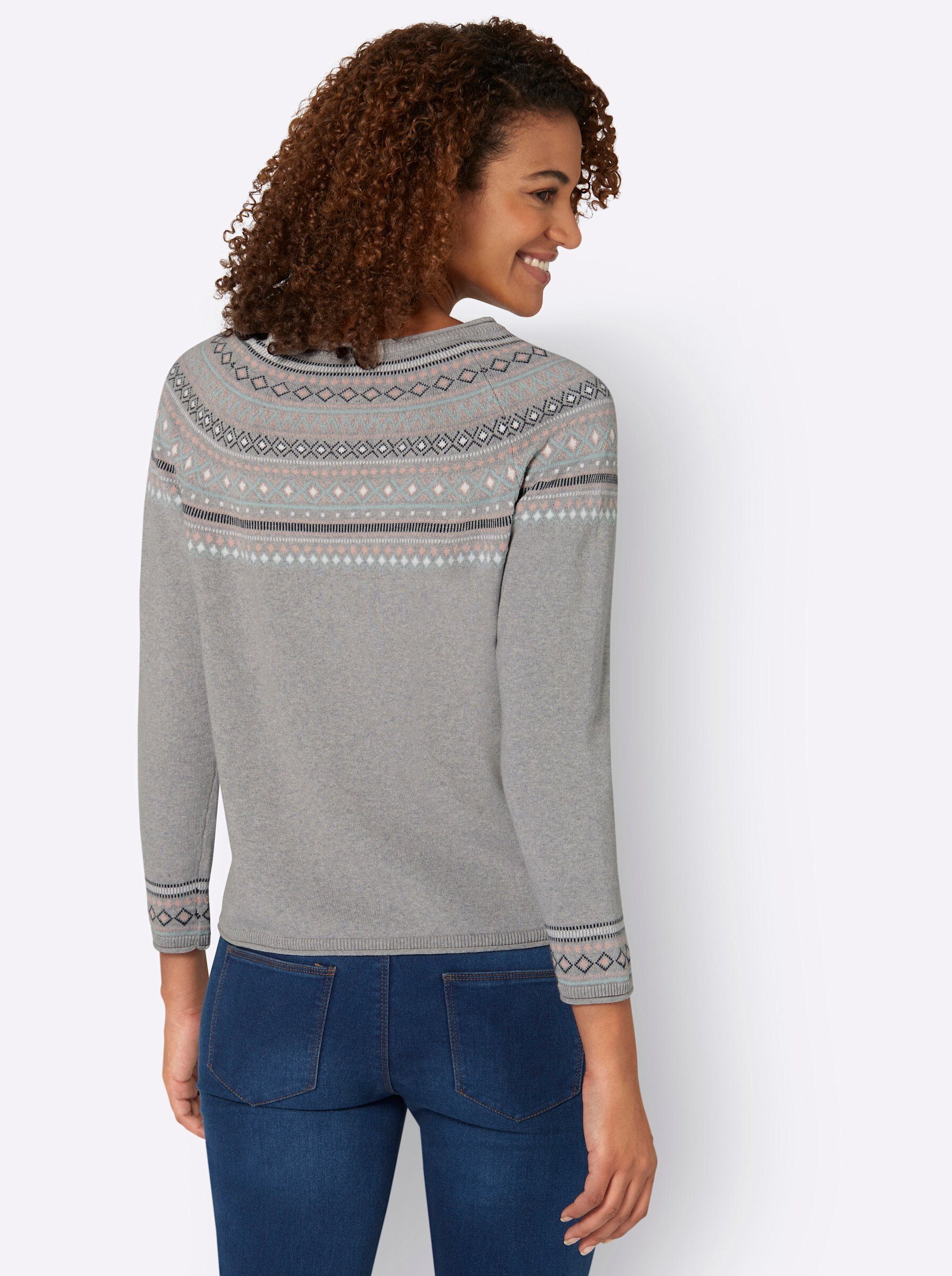 WITT WEIDEN grau-meliert-gemustert Strickpullover